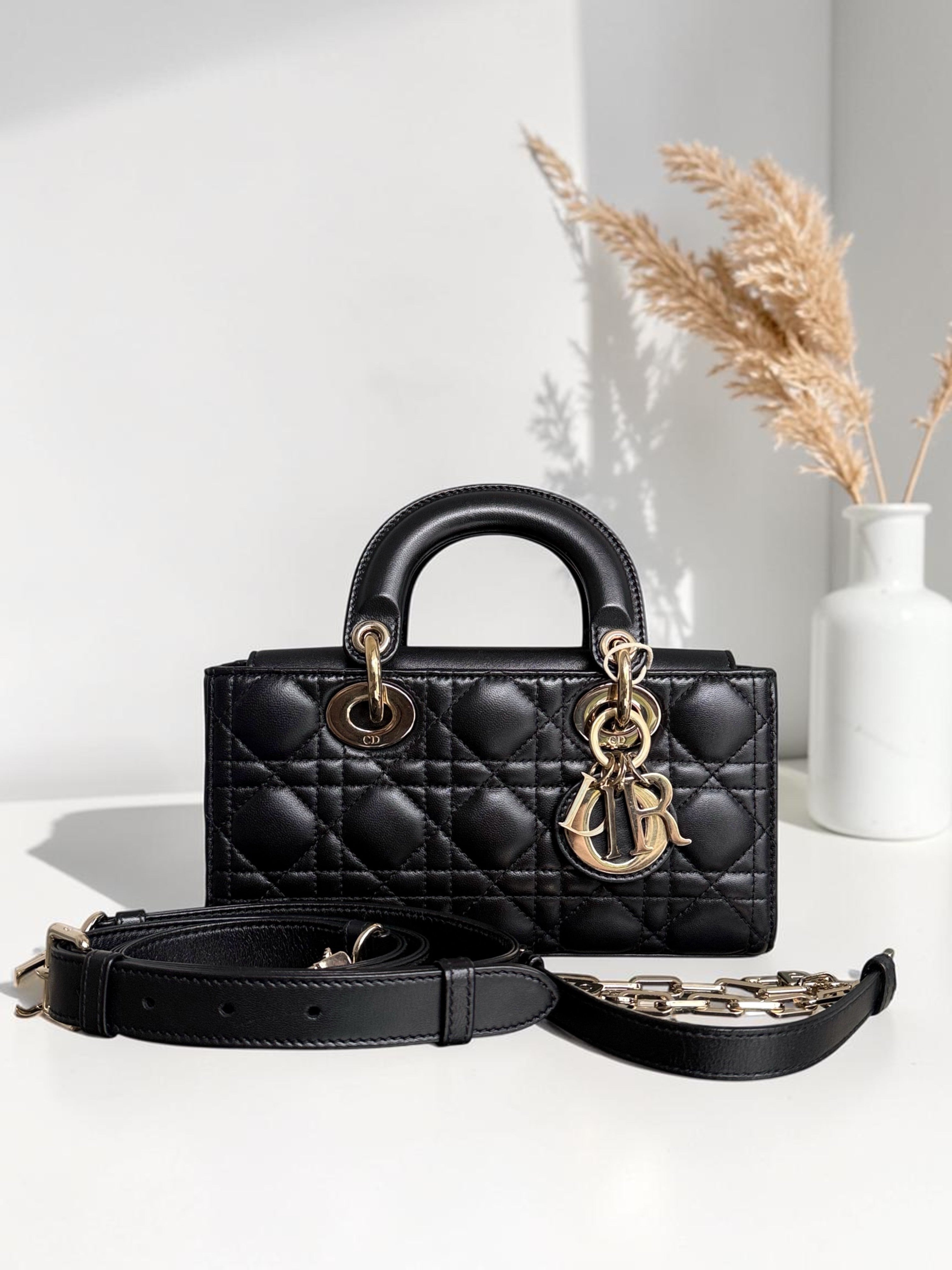 Dior D-Joy Small Lady - Cannage Lambskin Black Gold Hardware