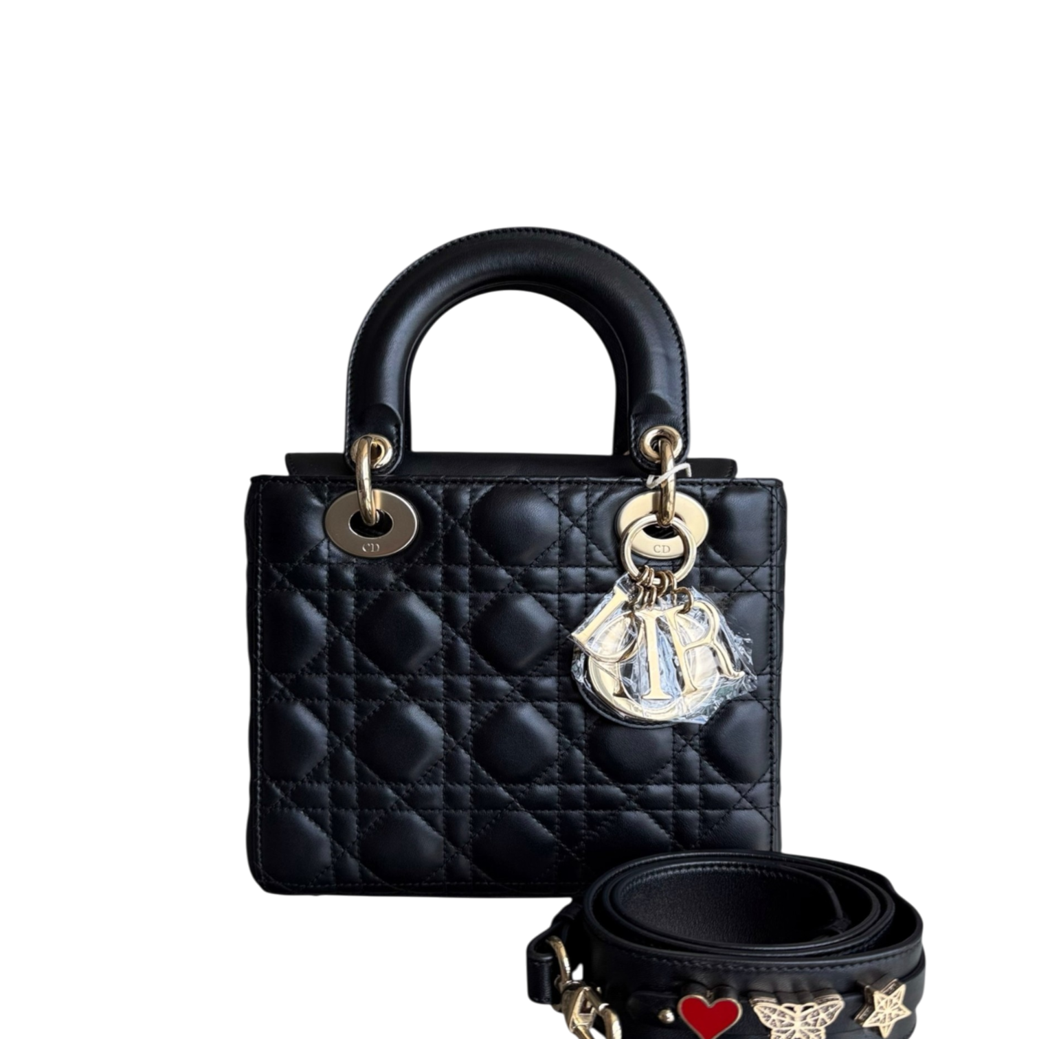 Dior Lady Small Flap MyABC - Cannage Lambskin Black Gold Hardware ABC Charm