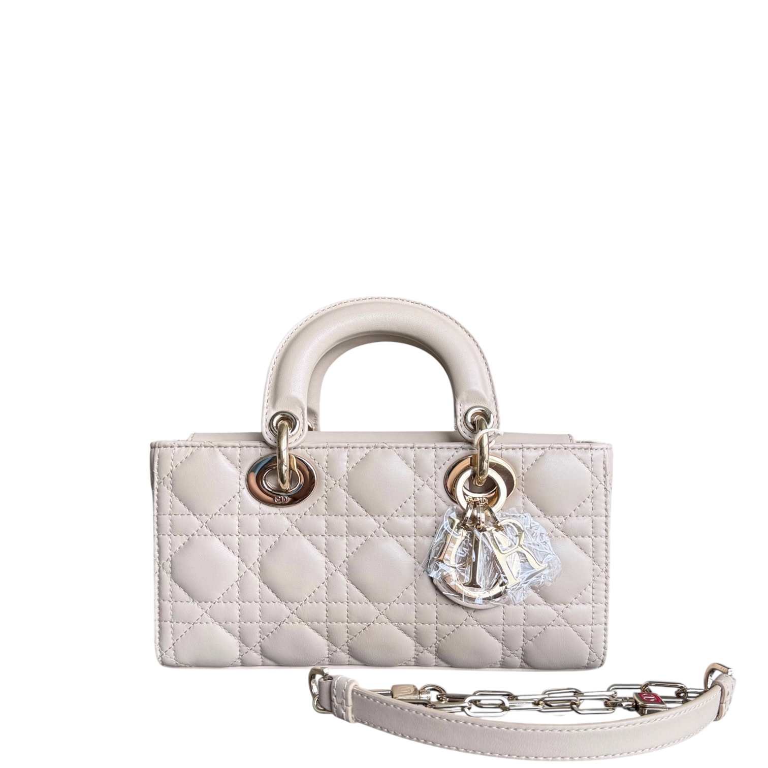 Dior Lady D-Joy Small - Cannage Lambskin Beige Gold Hardware Single Strap