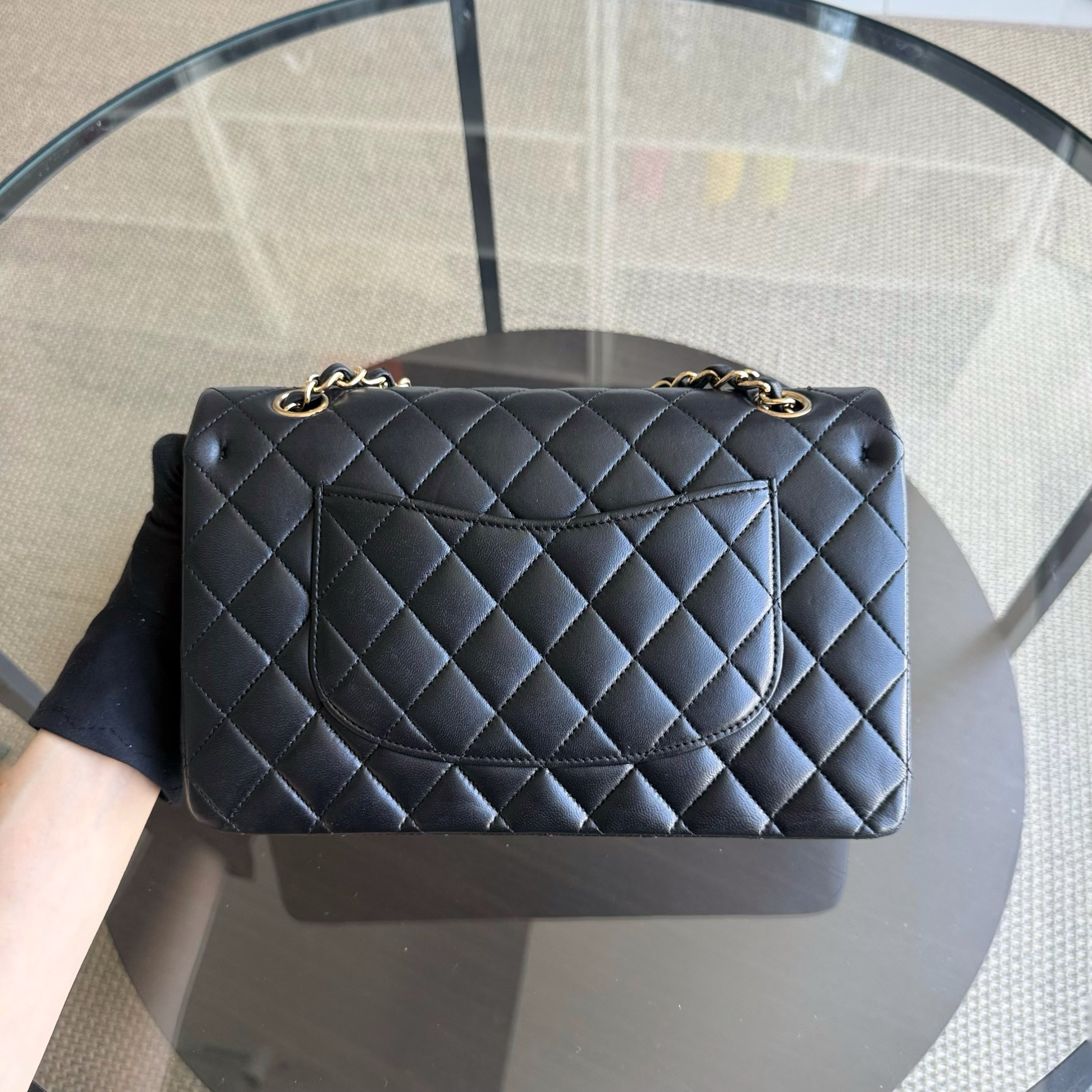 Chanel Classic Flap Medium - 25CM Quilted Lambskin Black Gold Hardware Sereis 15