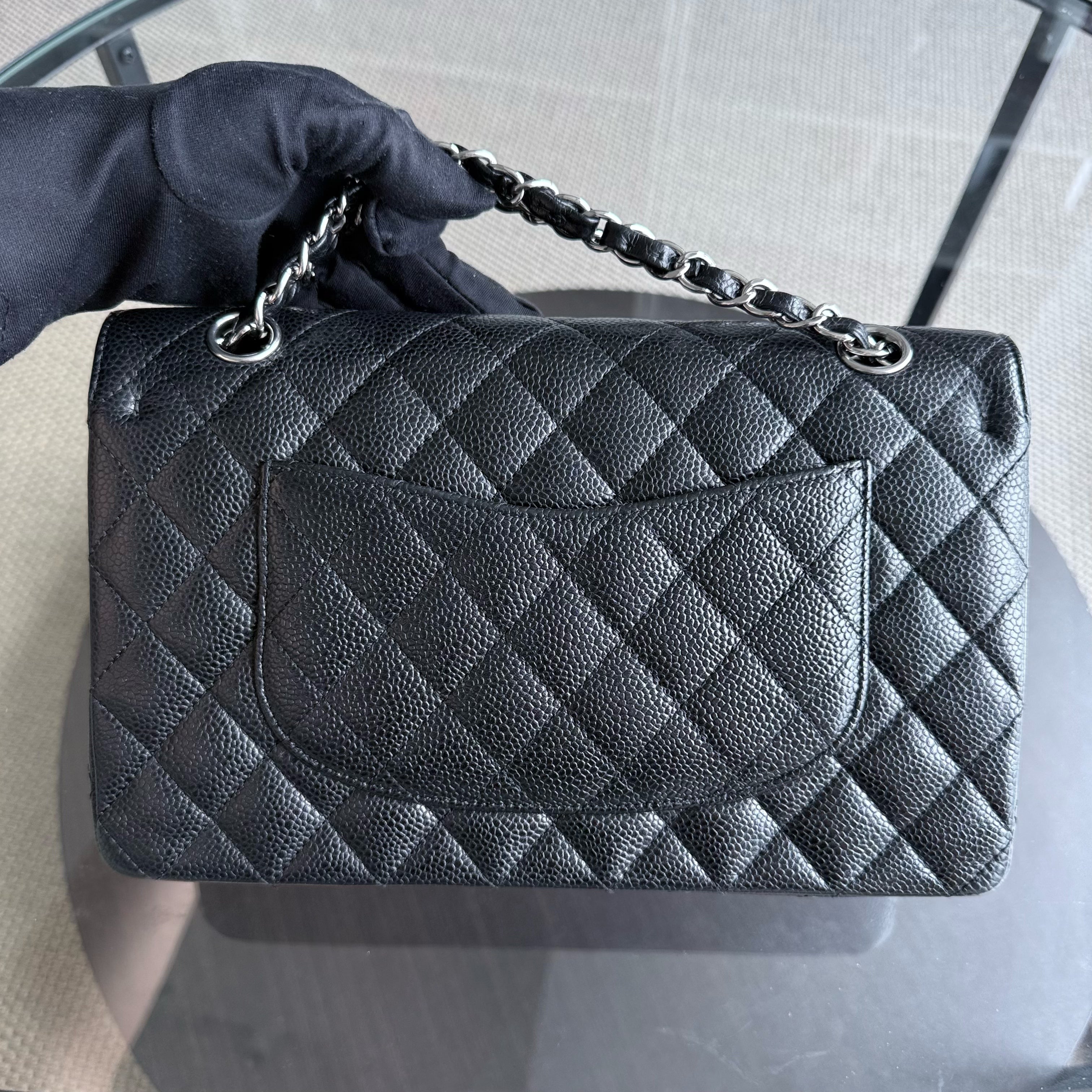 Chanel Classic Flap Medium - Caviar 25CM Quilted Black Silver Hardware Series 14