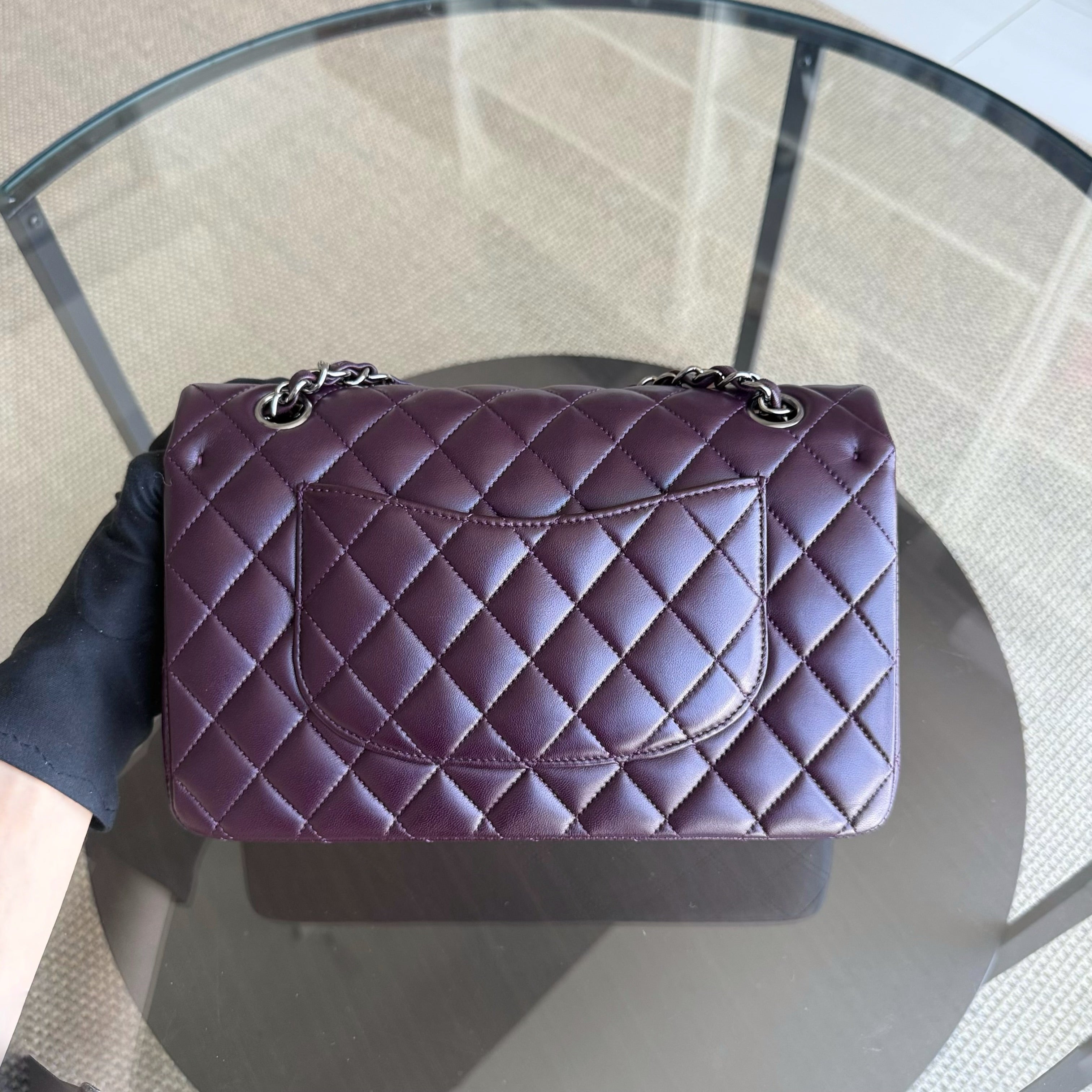 Chanel Classic Flap Medium - 25CM Quilted Lambskin Purple Black Hardware Series 15