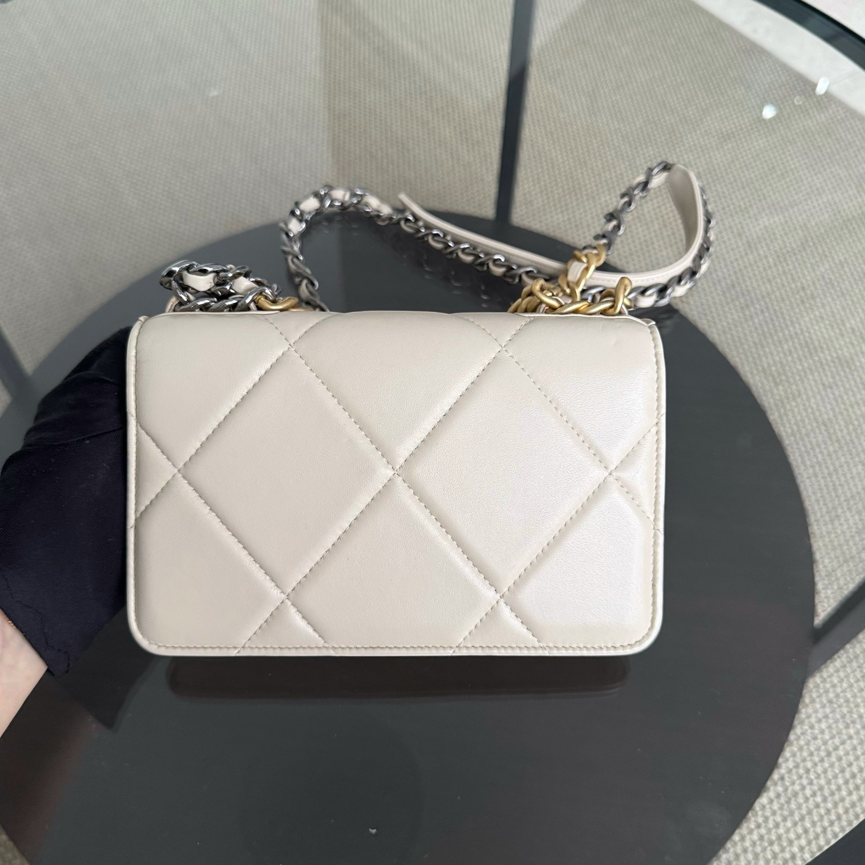 Chanel C19 WOC - 19 Bag Wallet On Chain Quilted Lambskin Beige Two Tone Gold Hardware Series 30