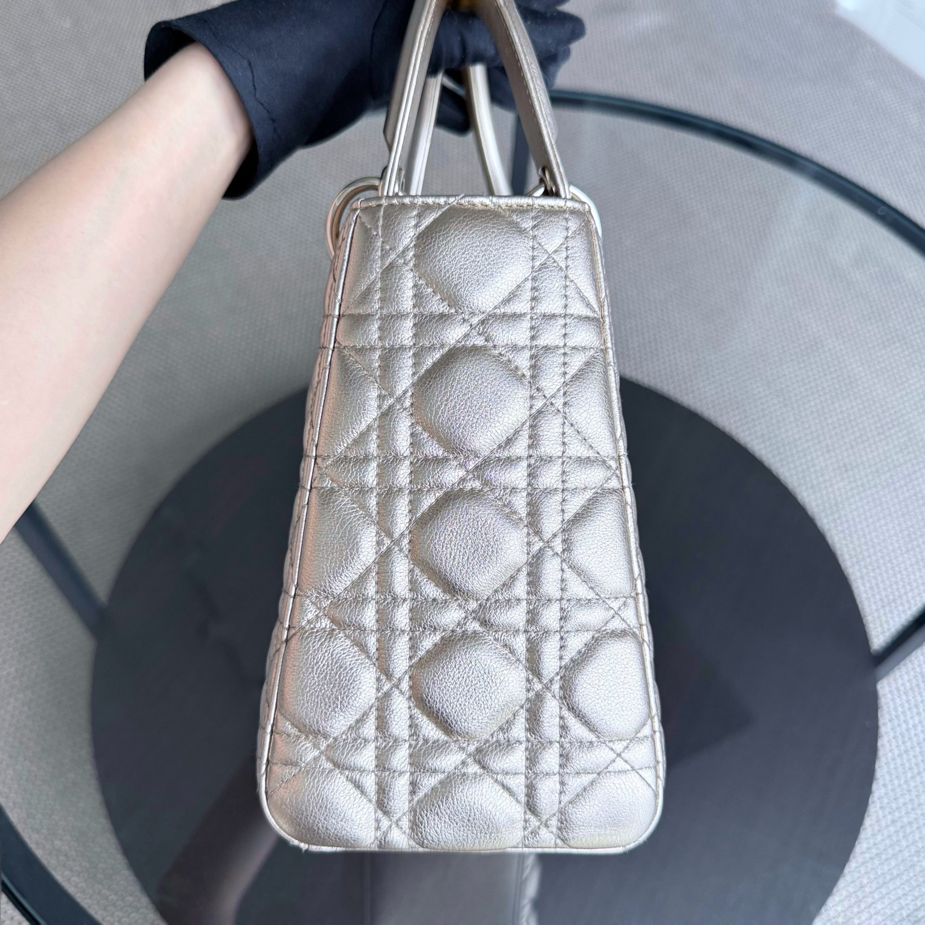 Dior Lady Medium - Cannage Gold Calfskin Gold Hardware No Strap