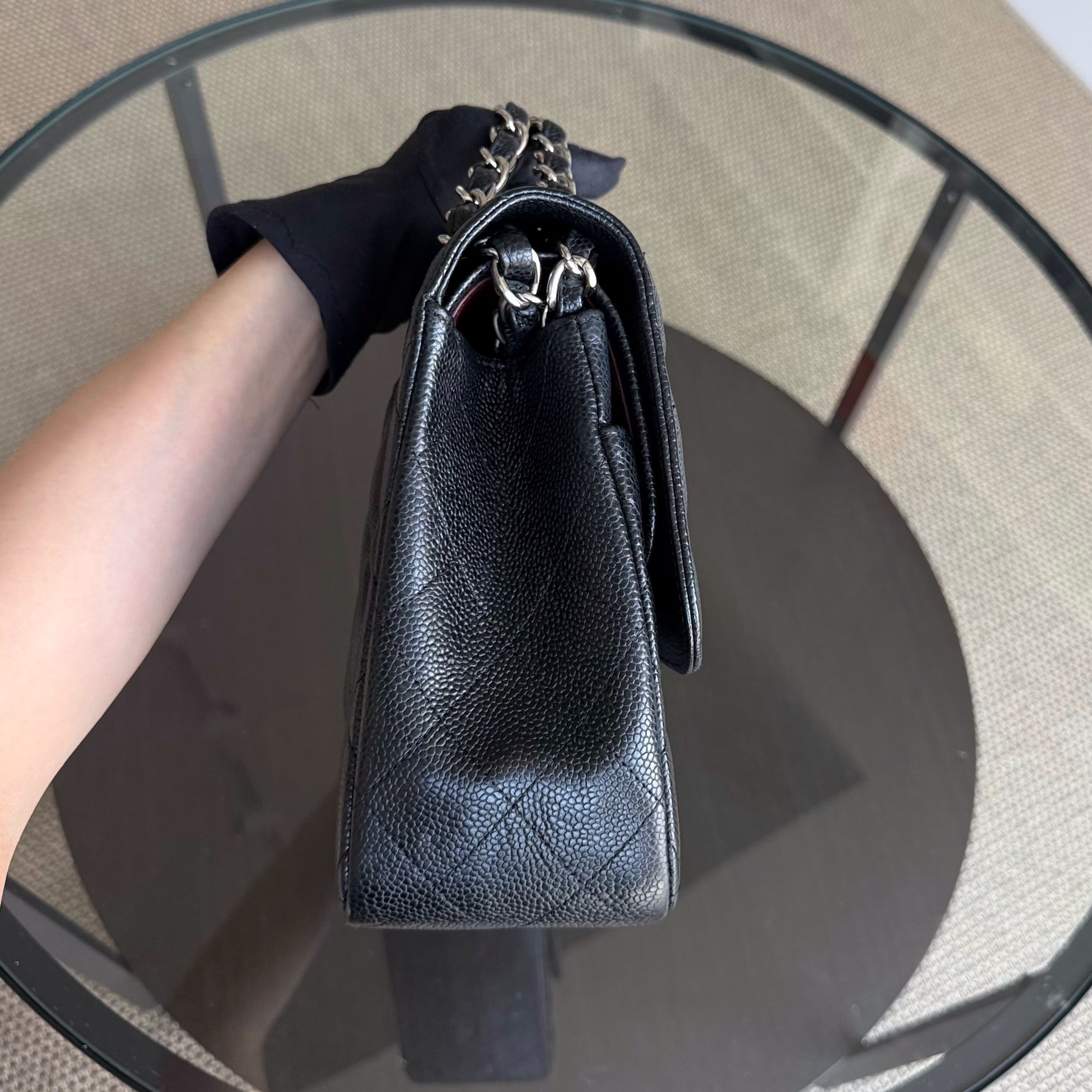 Chanel Classic Flap Jumbo - Caviar Quilted Grained Calfskin Black Silver Hardware Series 14
