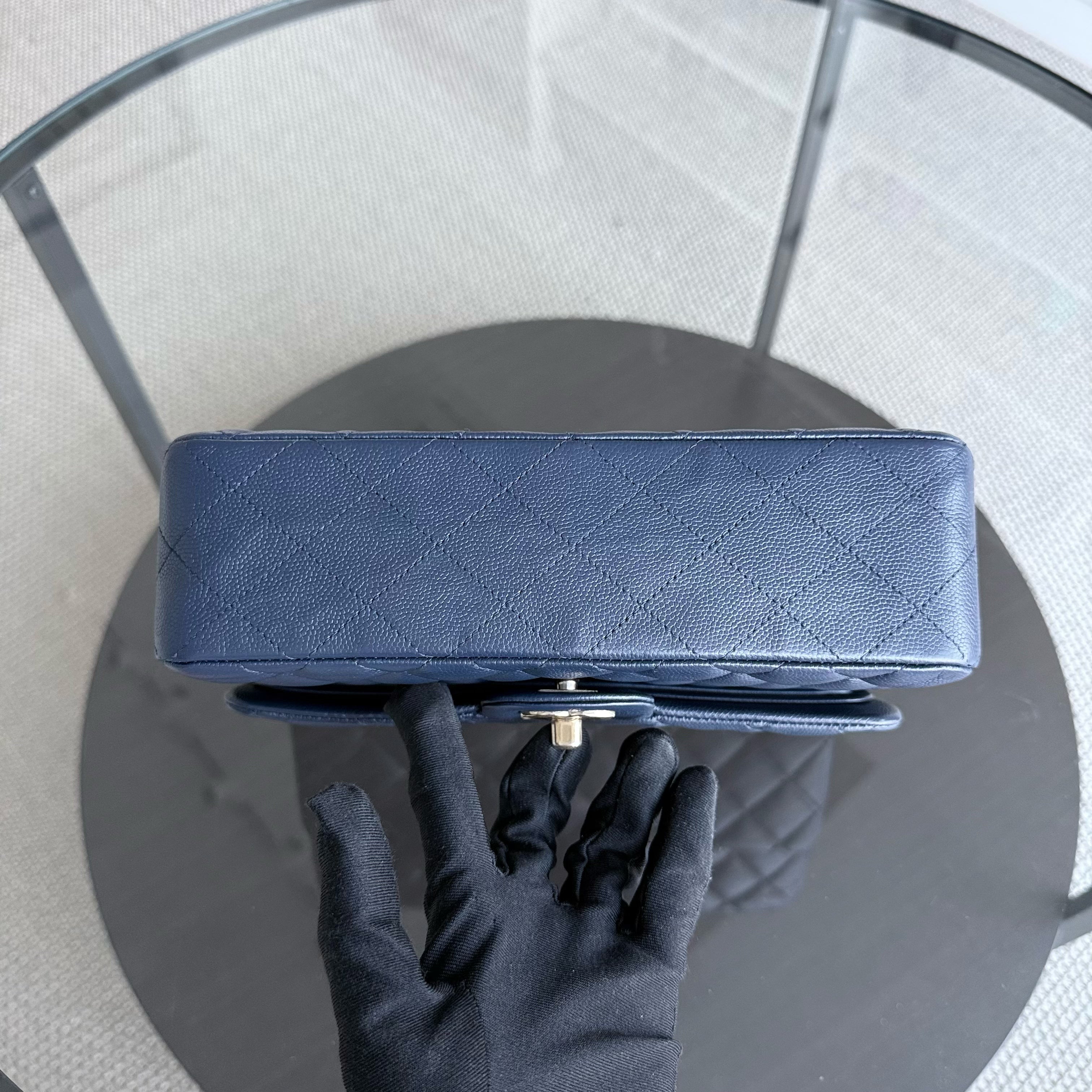 Chanel Classic Flap Small - Caviar 23CM Quilted Dark Blue Gold Hardware Series 24