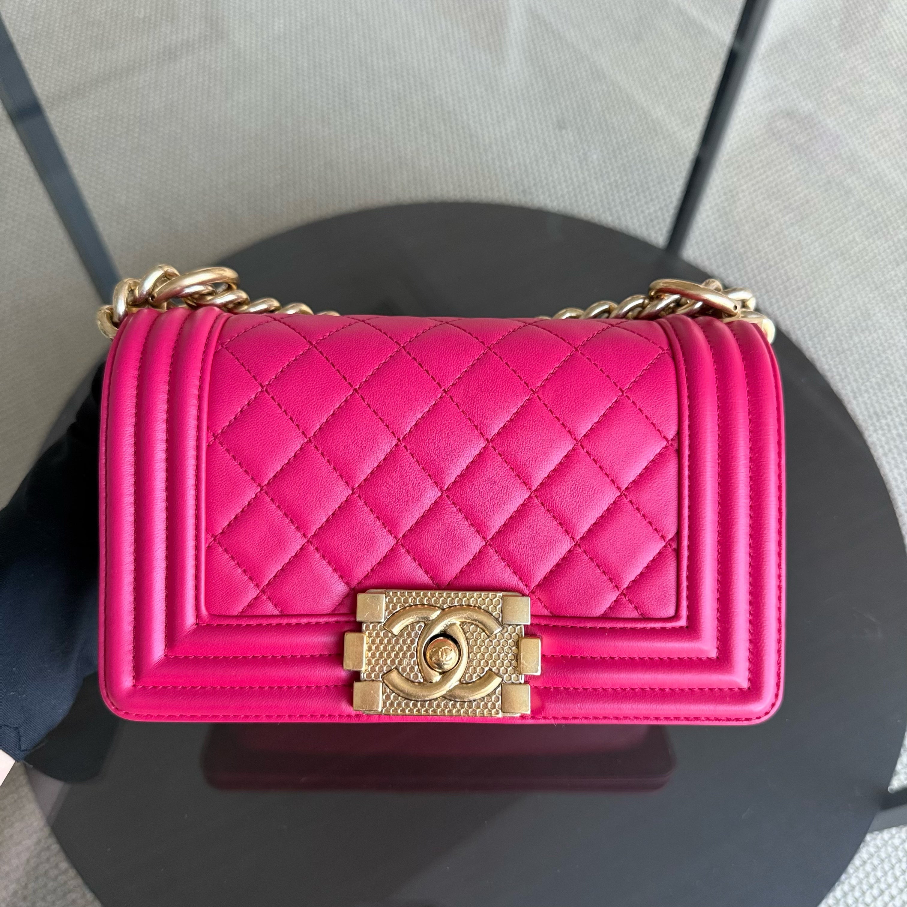 Chanel Boy Small - 20CM Quilted Lambskin Hot Pink Limited Edition Gold Hardware Series 23