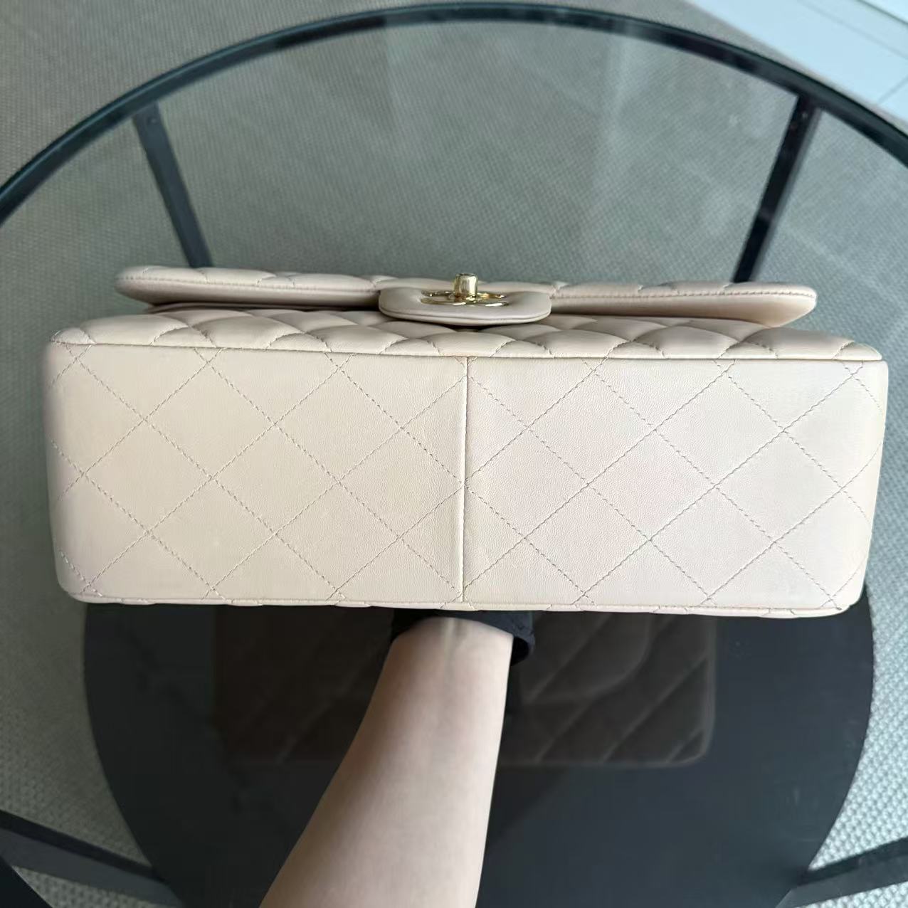 Chanel Classic Flap Jumbo - Double Flap Quilted Lambskin Beige Gold Hardware Series 16