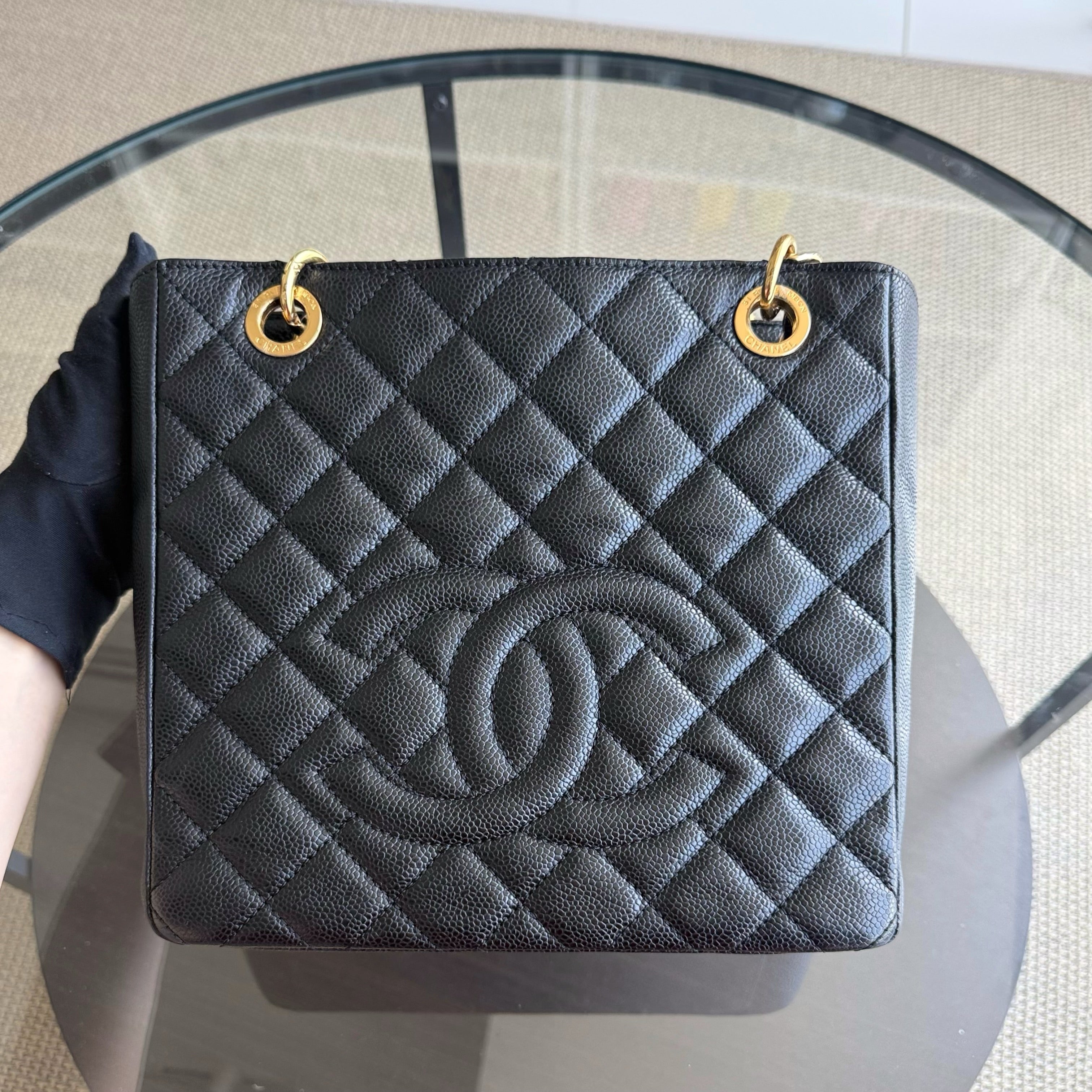 Chanel PST Petite Shopping Tote - Caviar Quilted Grained Calfskin Black Gold Hardware Series 14