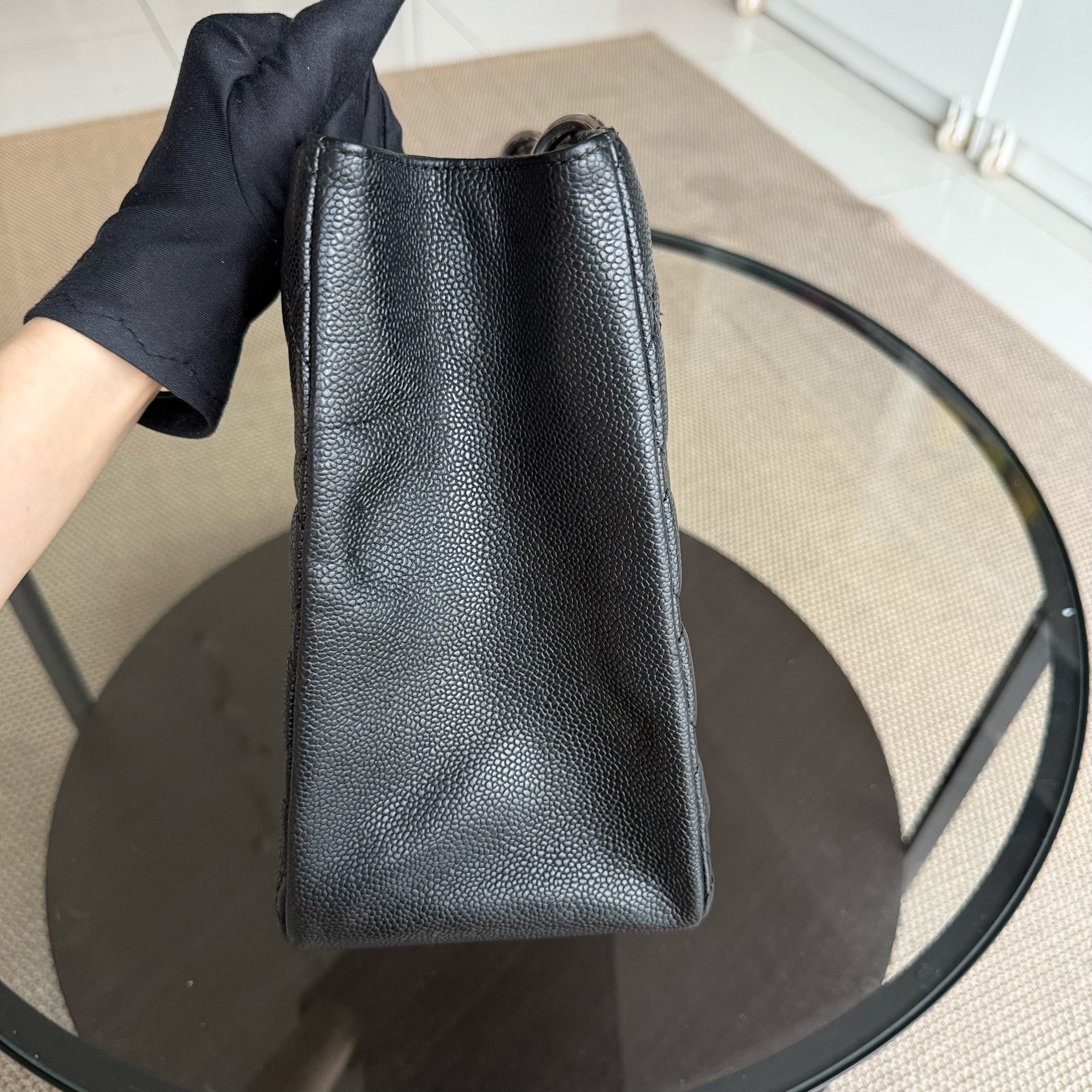 Chanel GST Grand Shopping Tote - Caviar Quilted Grained Calfskin Black Silver Hardware 13