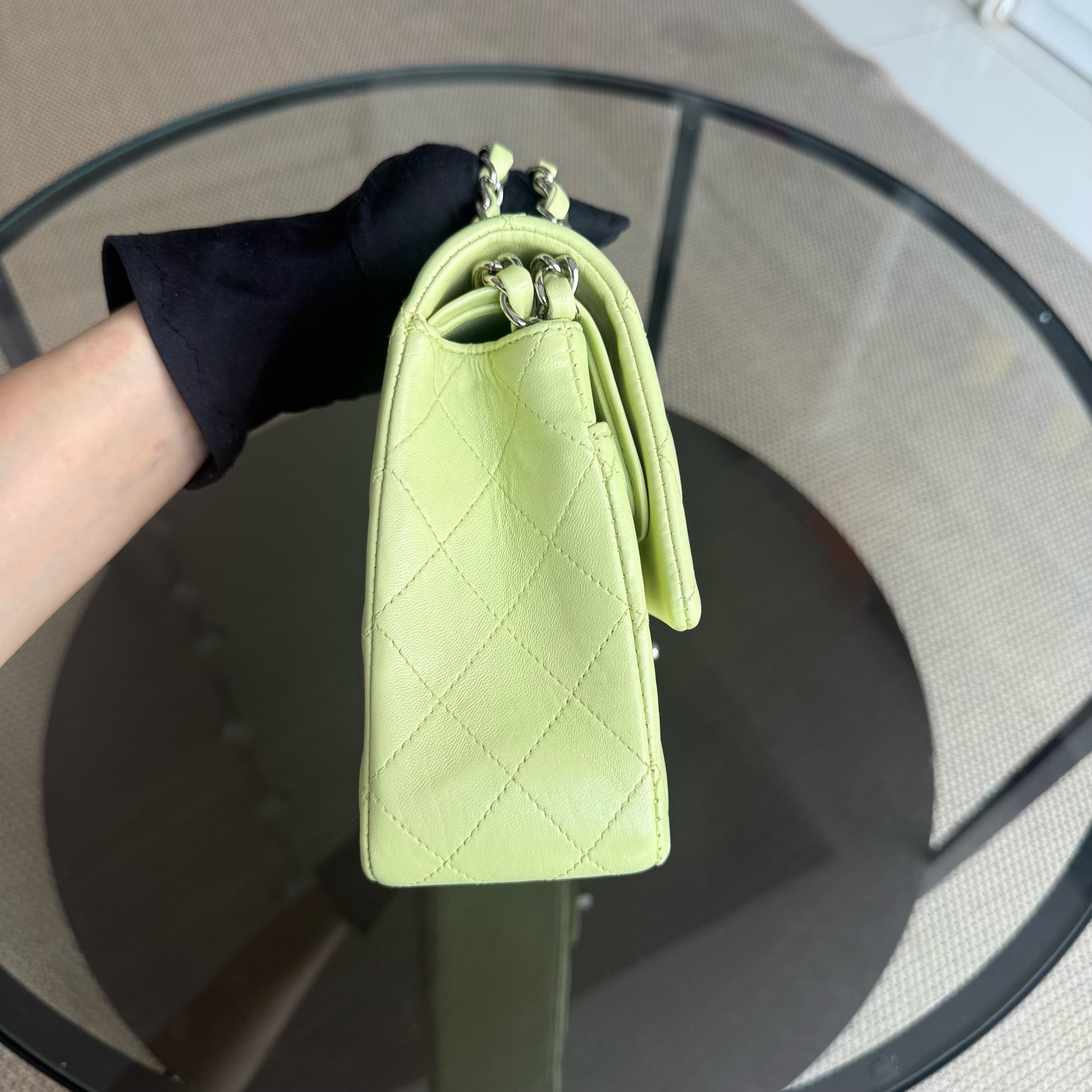 Chanel Classic Flap Medium - 25CM Quilted Lambskin Lime Silver Hardware Series 14