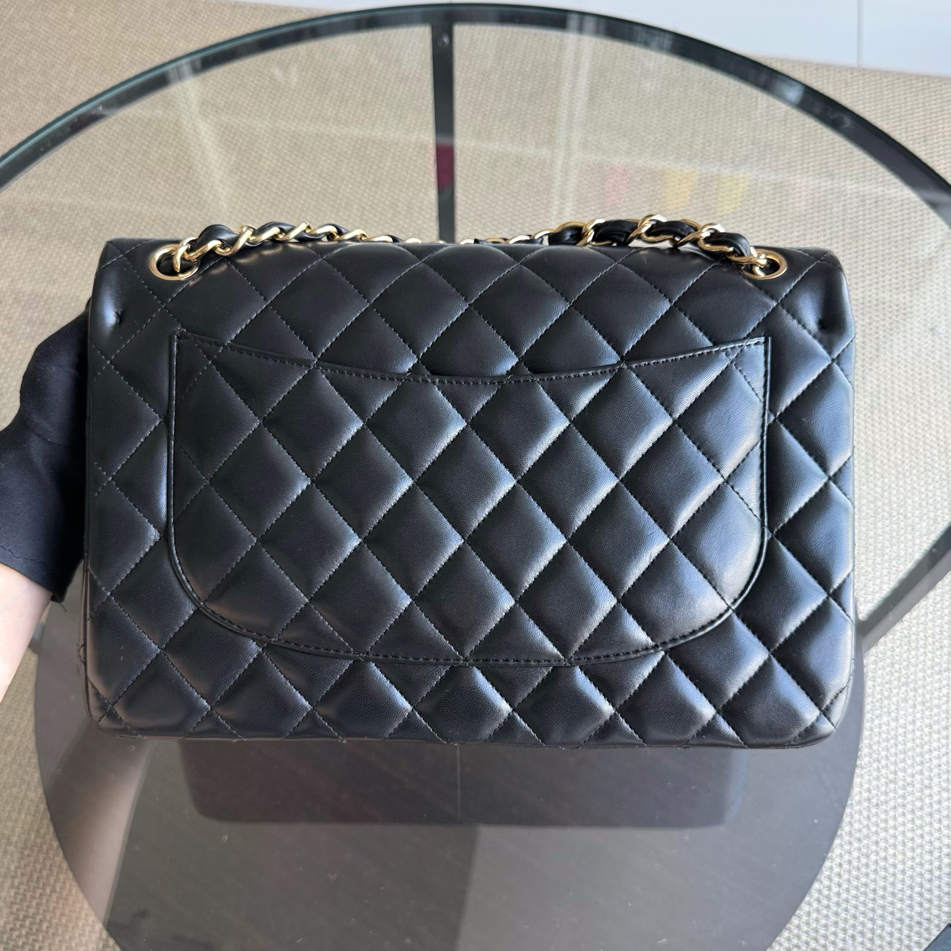 Chanel Classic Flap Jumbo - Double Flap Quilted Lambskin Black Gold Hardware Series 17