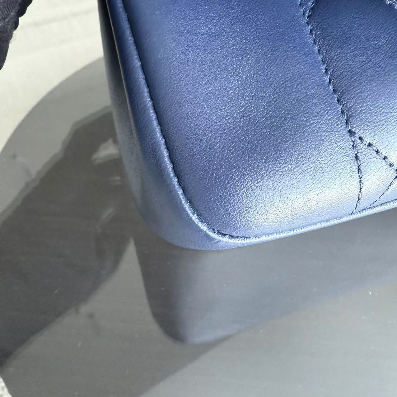 *Rare 2015 Re-issue* Chanel Diana - 28CM Quilted Lambskin Dark Blue Gold Hardware Series 20