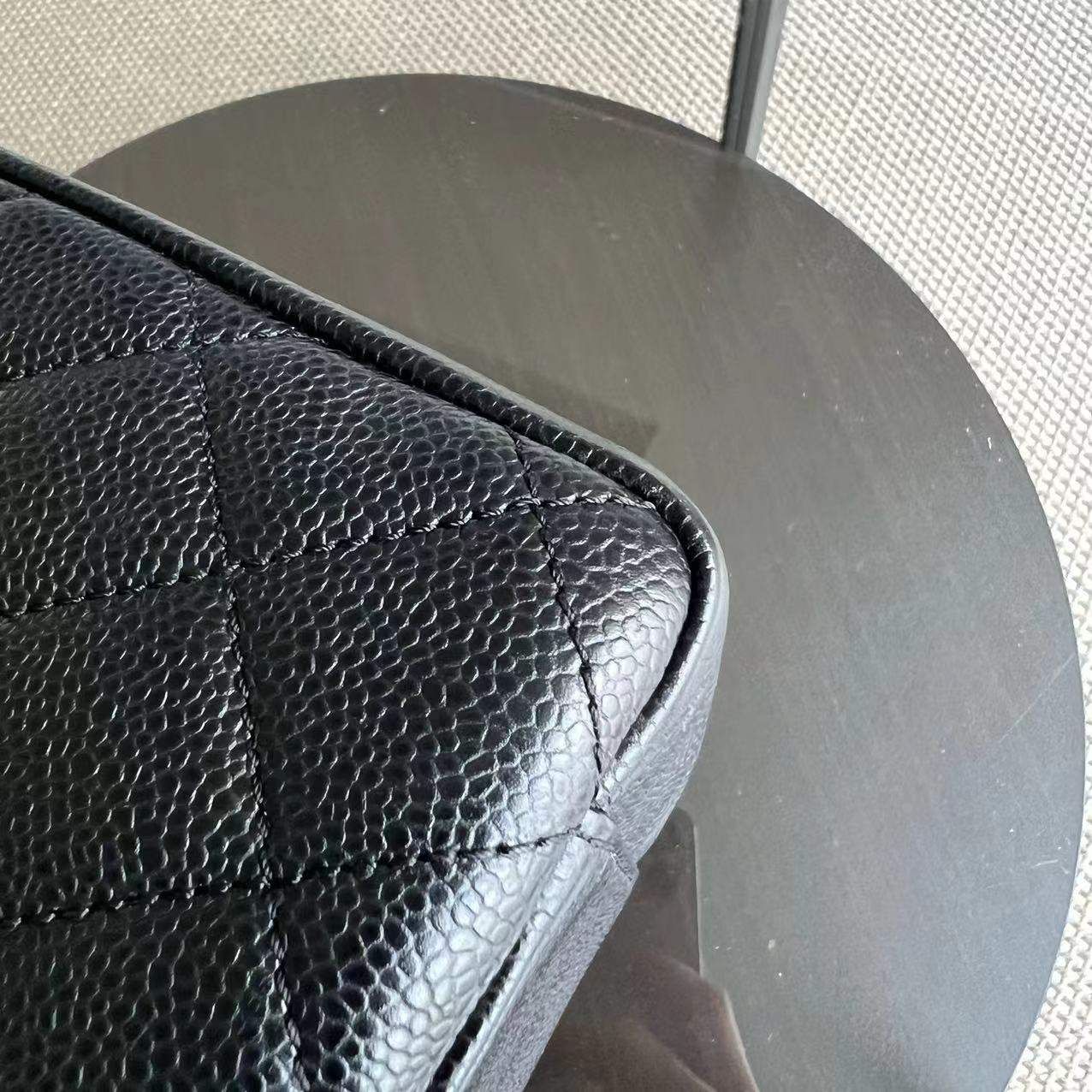 GST Grand Shopping Tote Caviar Quilted Grained Calfskin Black Golden Hardware Series 19