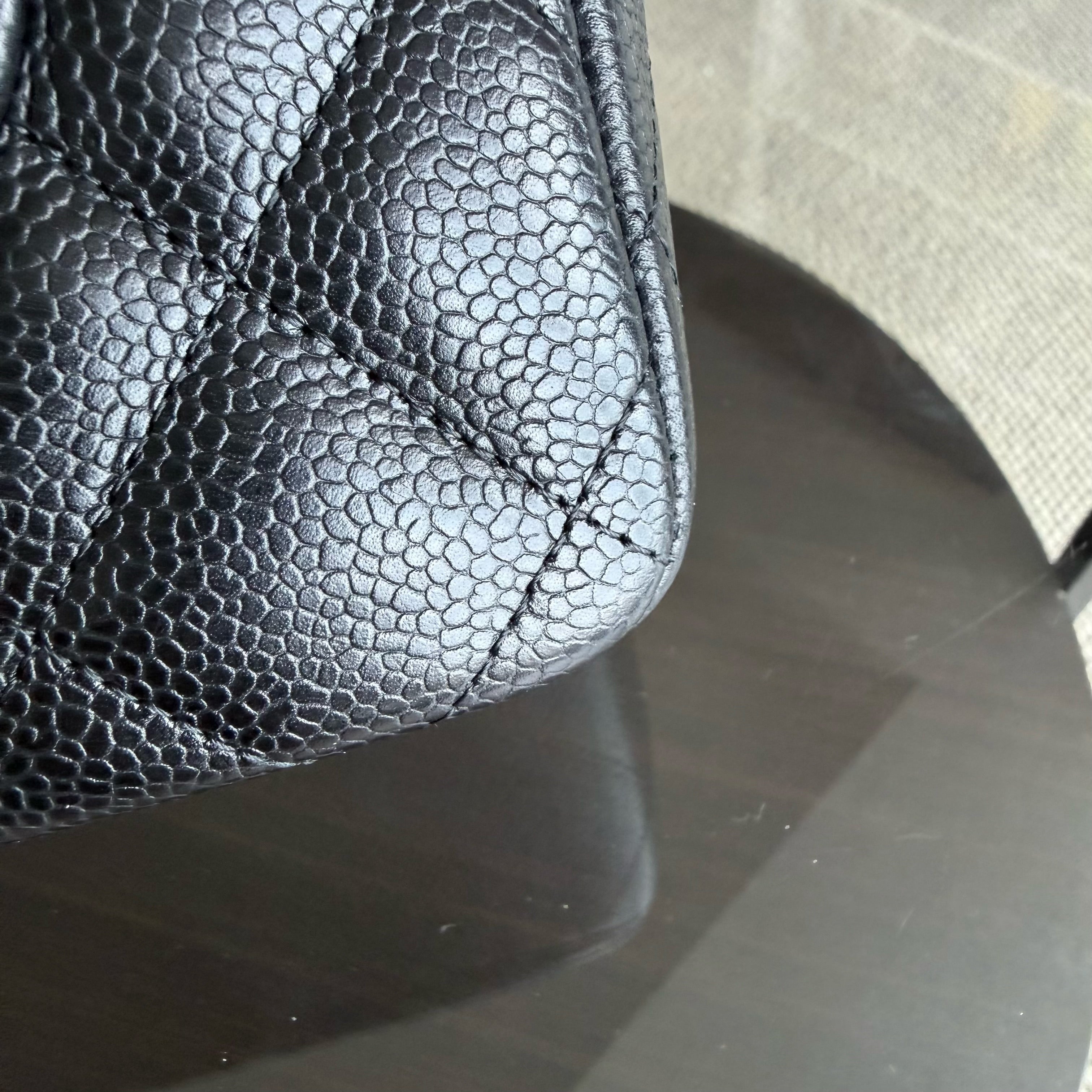 Chanel Classic Flap Jumbo - Caviar 30CM Single Flap Quilted Black Gold Hardware Series 13