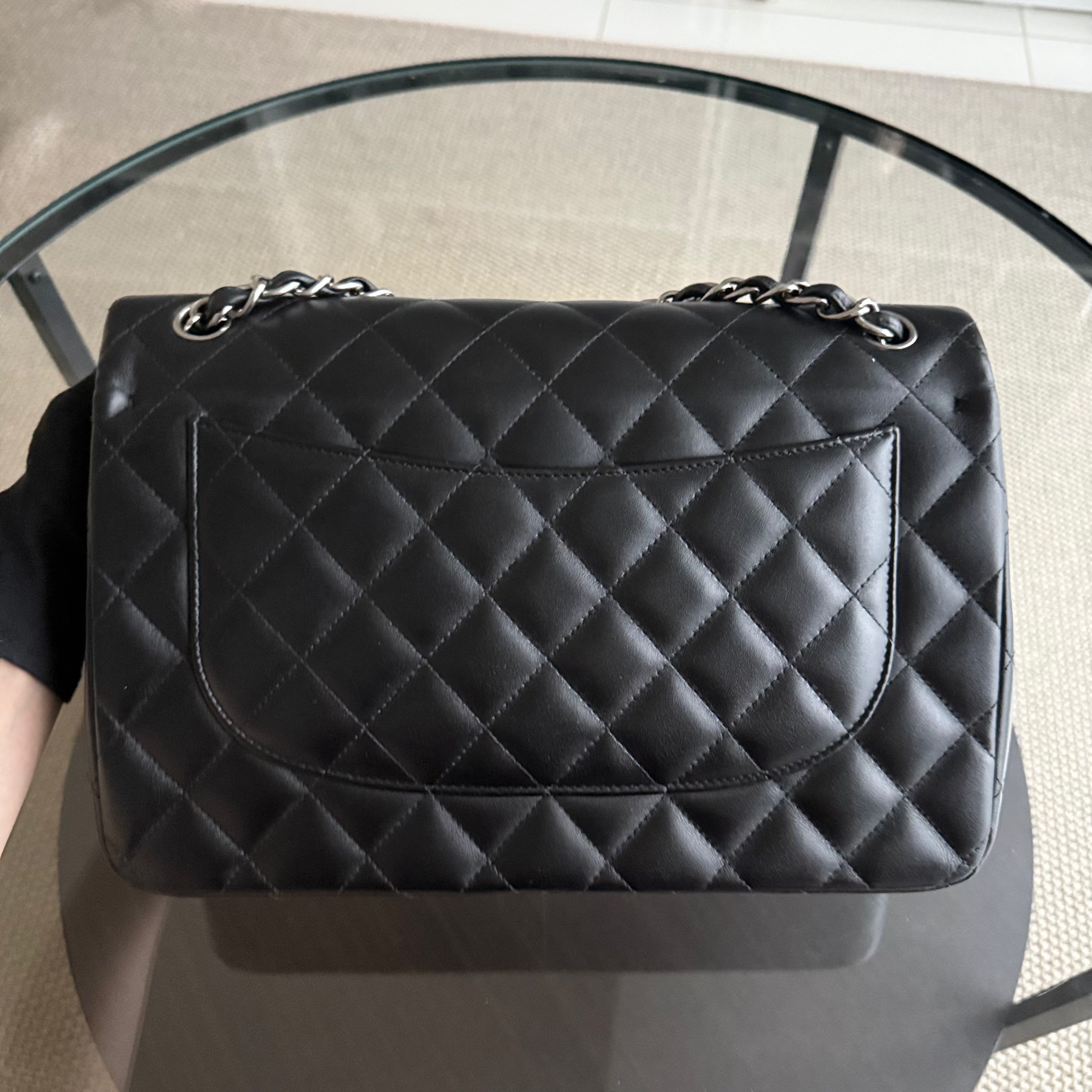 Chanel Classic Flap Jumbo - Double Flap 30CM Quilted Black Silver Hardware Series 19