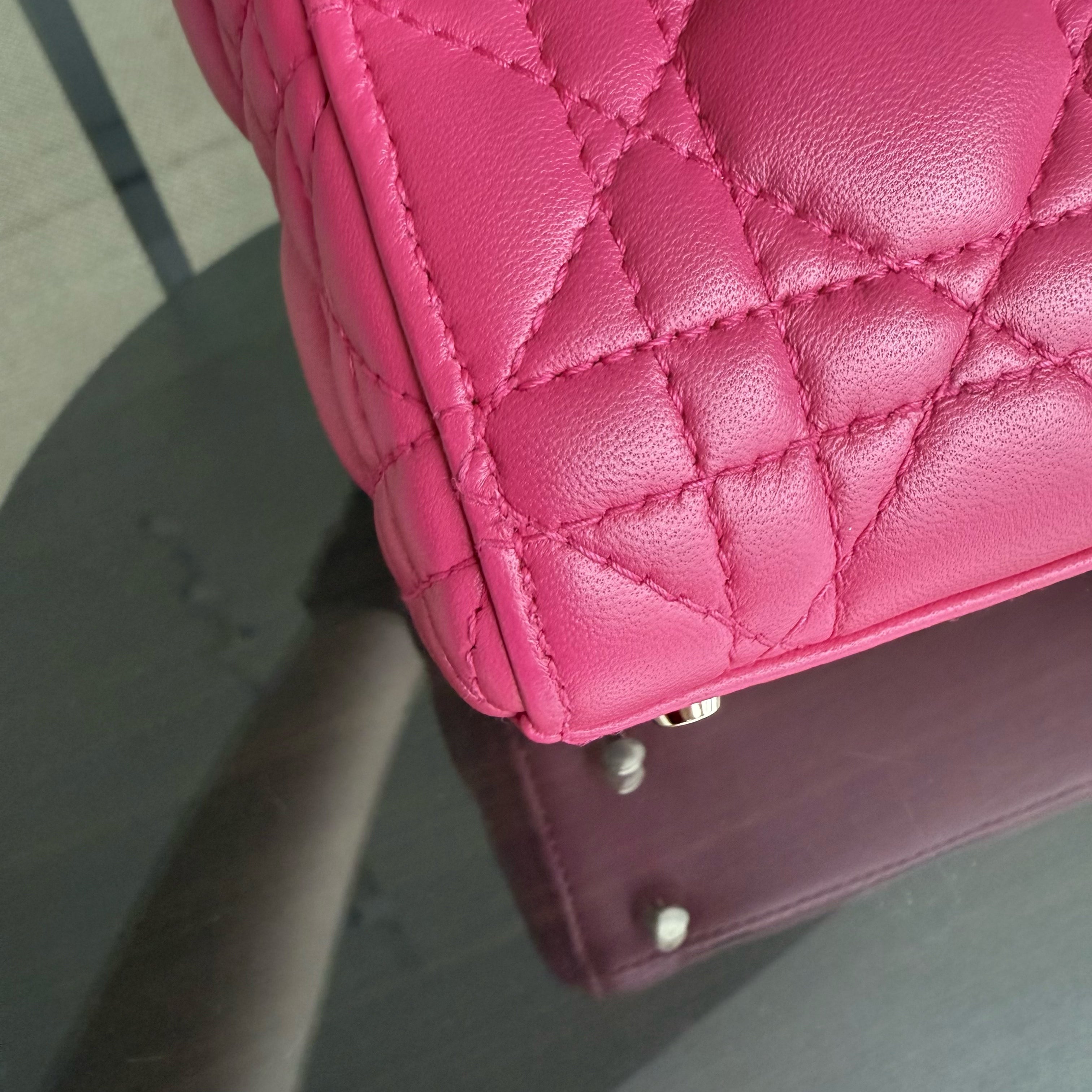 Dior Lady Mini - Cannage Lambskin Hot Pink Gold Hardware