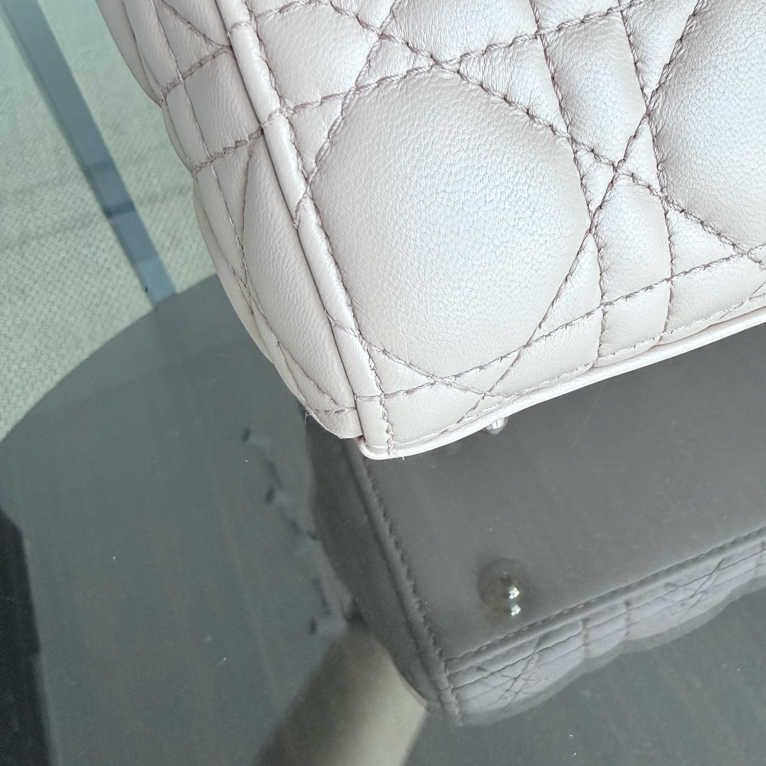 Dior Lady Small Flap - Cannage Lambskin Blush Beige Gold Hardware