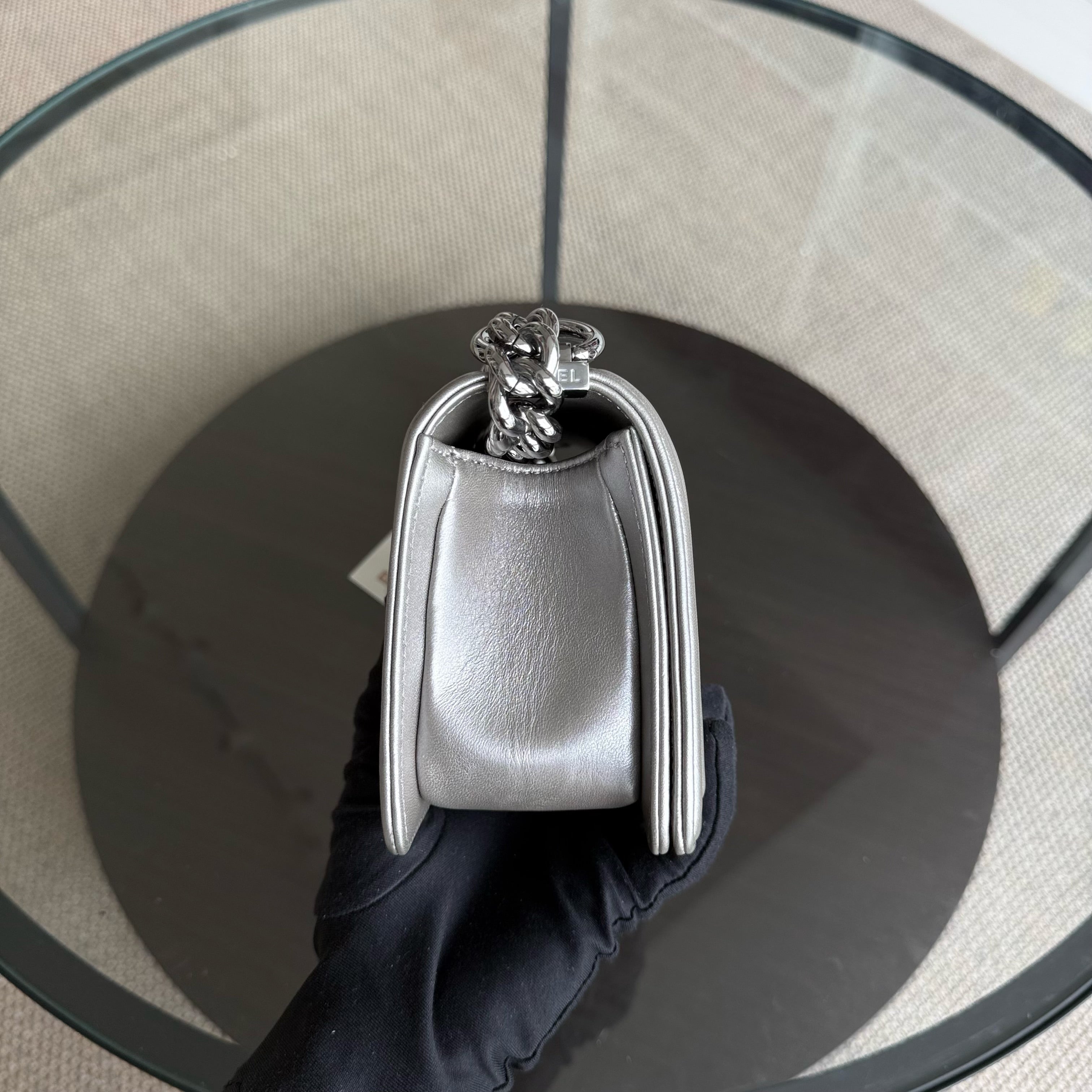 Chanel Boy Small - 20CM Stingray Gray Grey Silver Hardware Series 27