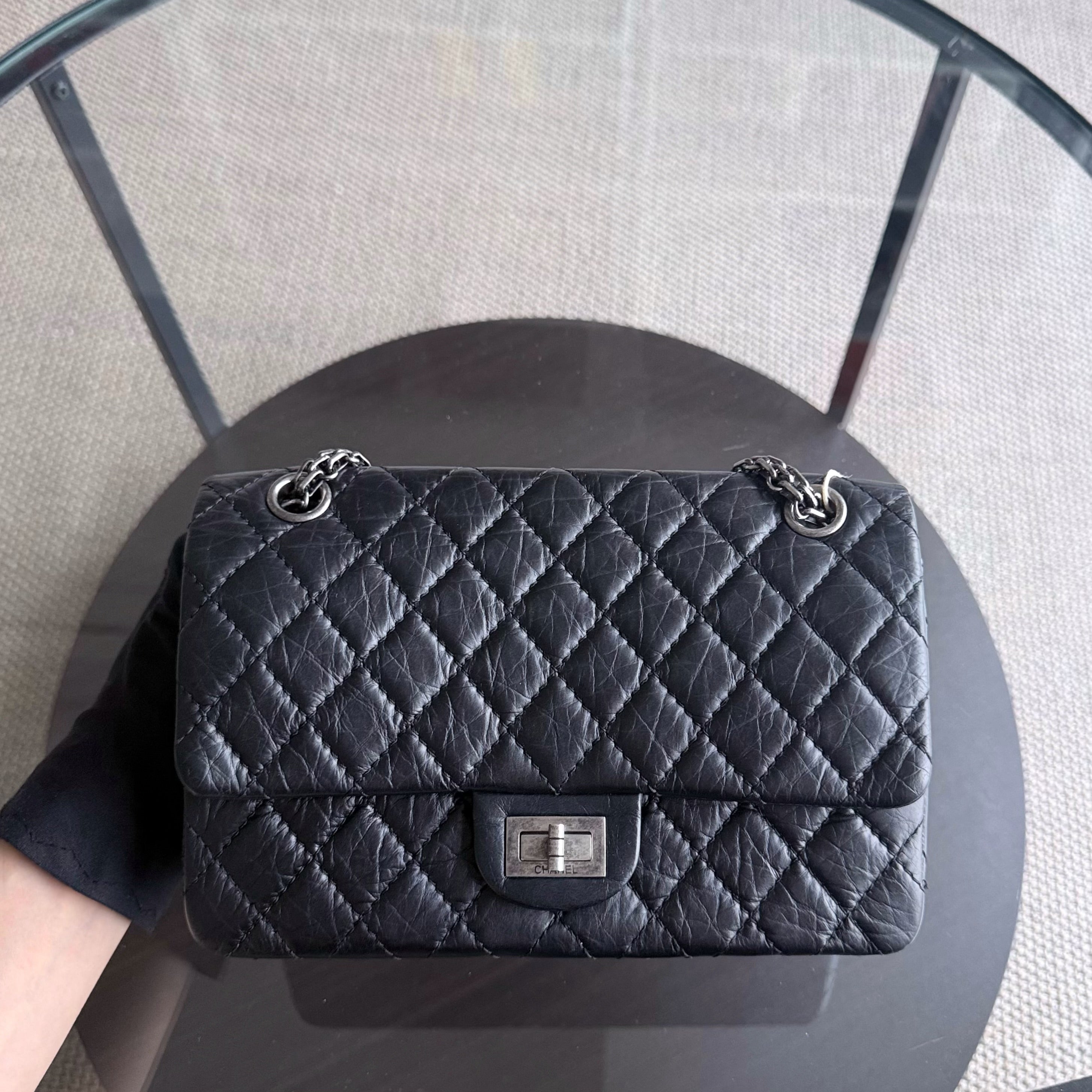 Chanel 2.55 Reissue 225 - Quilted Aged Calfskin Black Ruthenium Silver Hardware Series 18