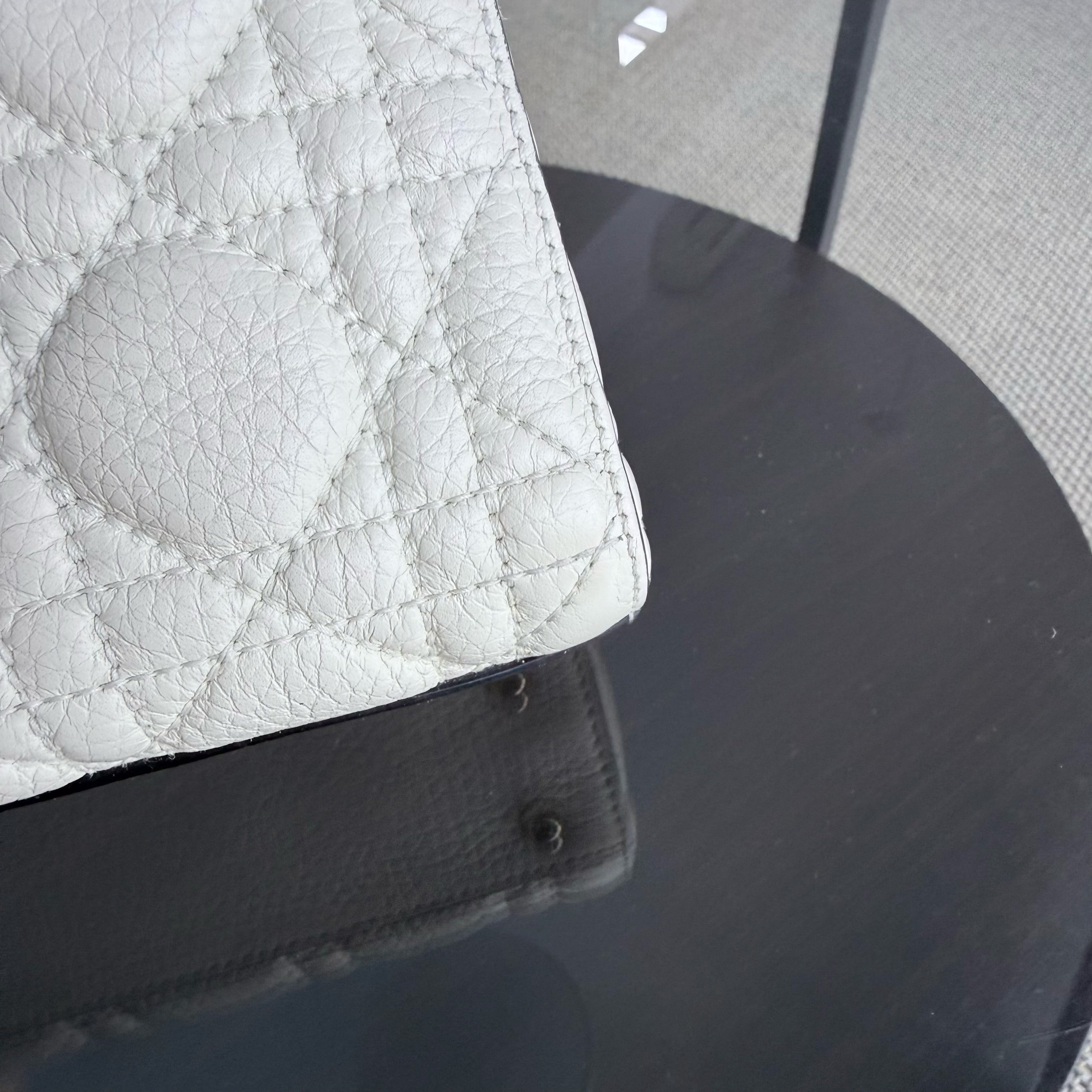 Dior Lady Mini - Cannage Grained Calfskin White Gold Hardware