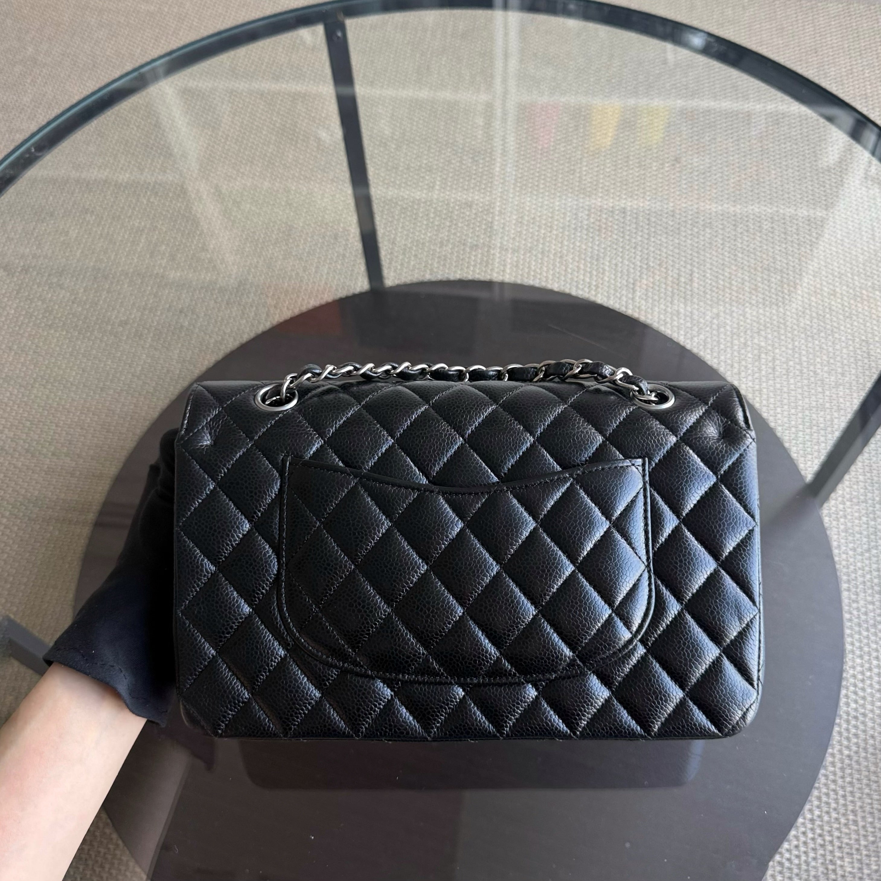 Chanel Classic Flap Medium - Caviar 25CM Quilted Grained Calfskin Black Silver Hardware Series 29