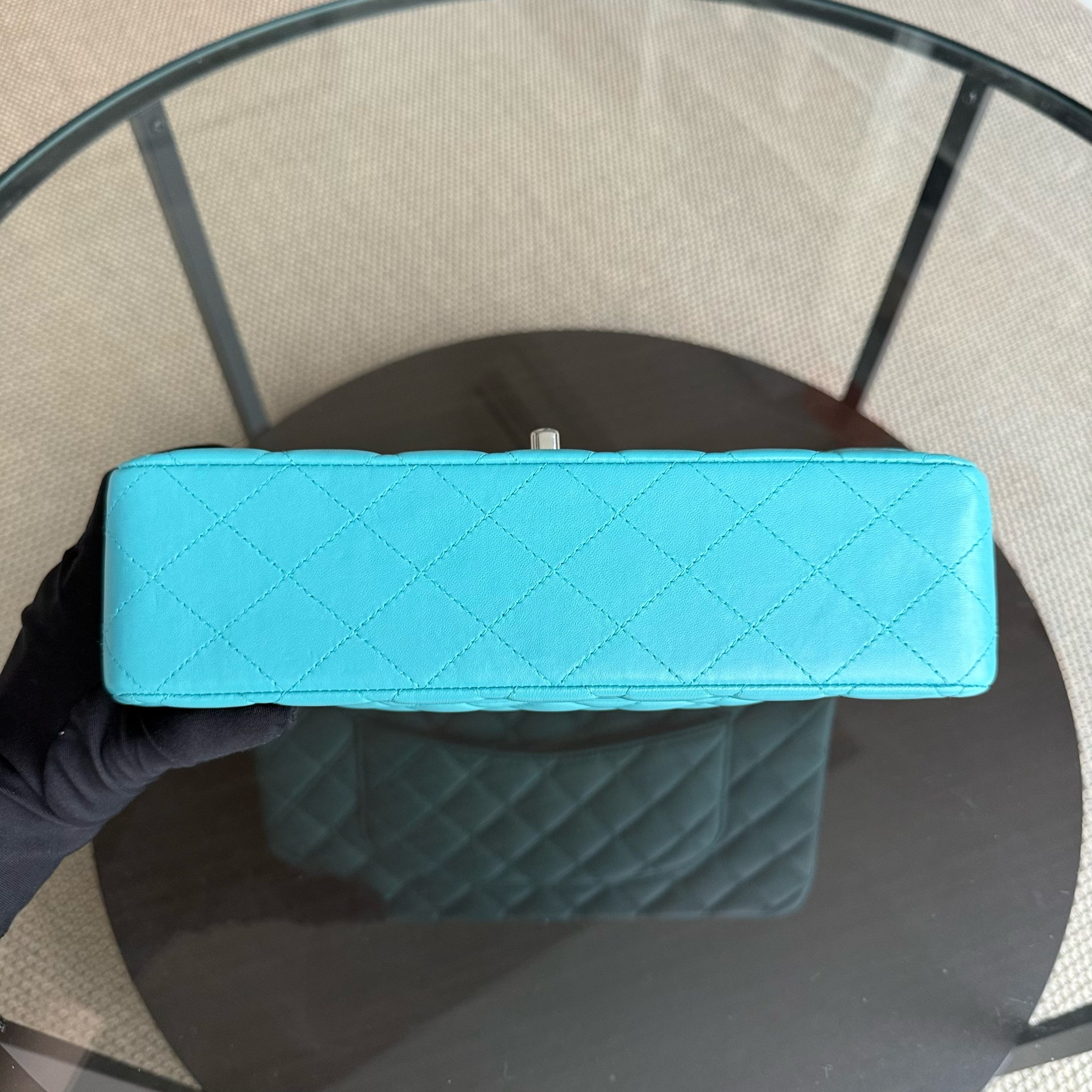 Chanel Classic Flap Medium - 25CM Quilted Lambskin Blue Silver Hardware Series 19
