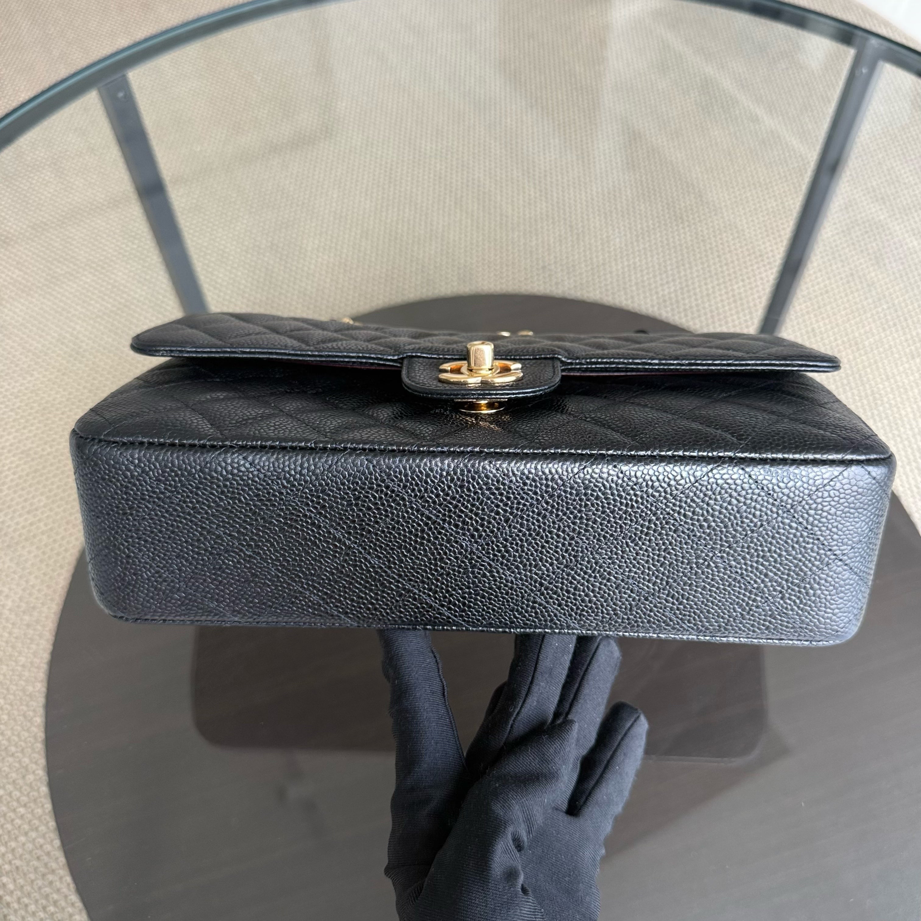 Chanel Classic Flap Medium - Caviar 25CM Quilted Black Gold Hardware Series 19