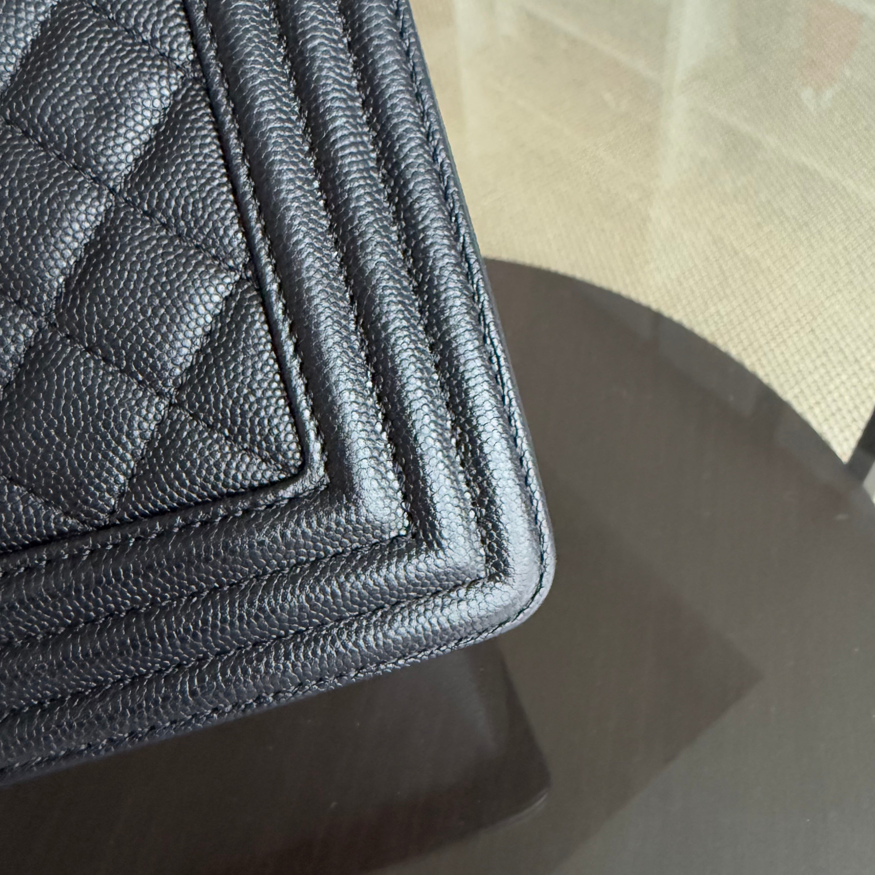 Chanel Boy New Medium - Caviar 28CM Quilted Black Gold Hardware Series 23