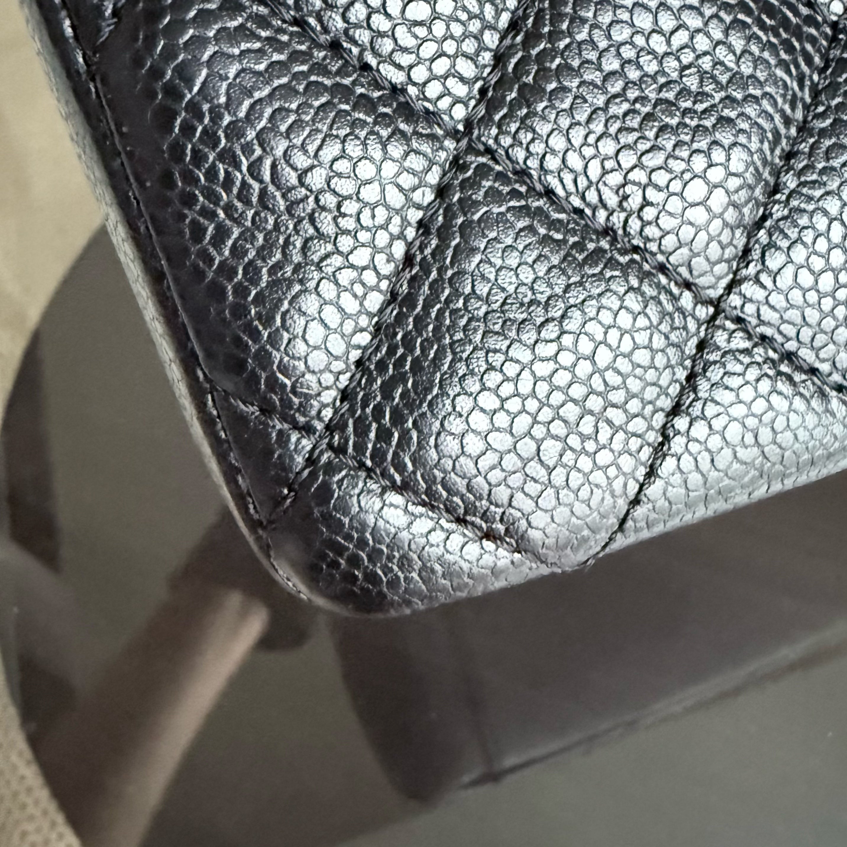 Chanel GST Grand Shopping Tote - Caviar Quilted Grained Calfskin Black Silver Hardware Series 19