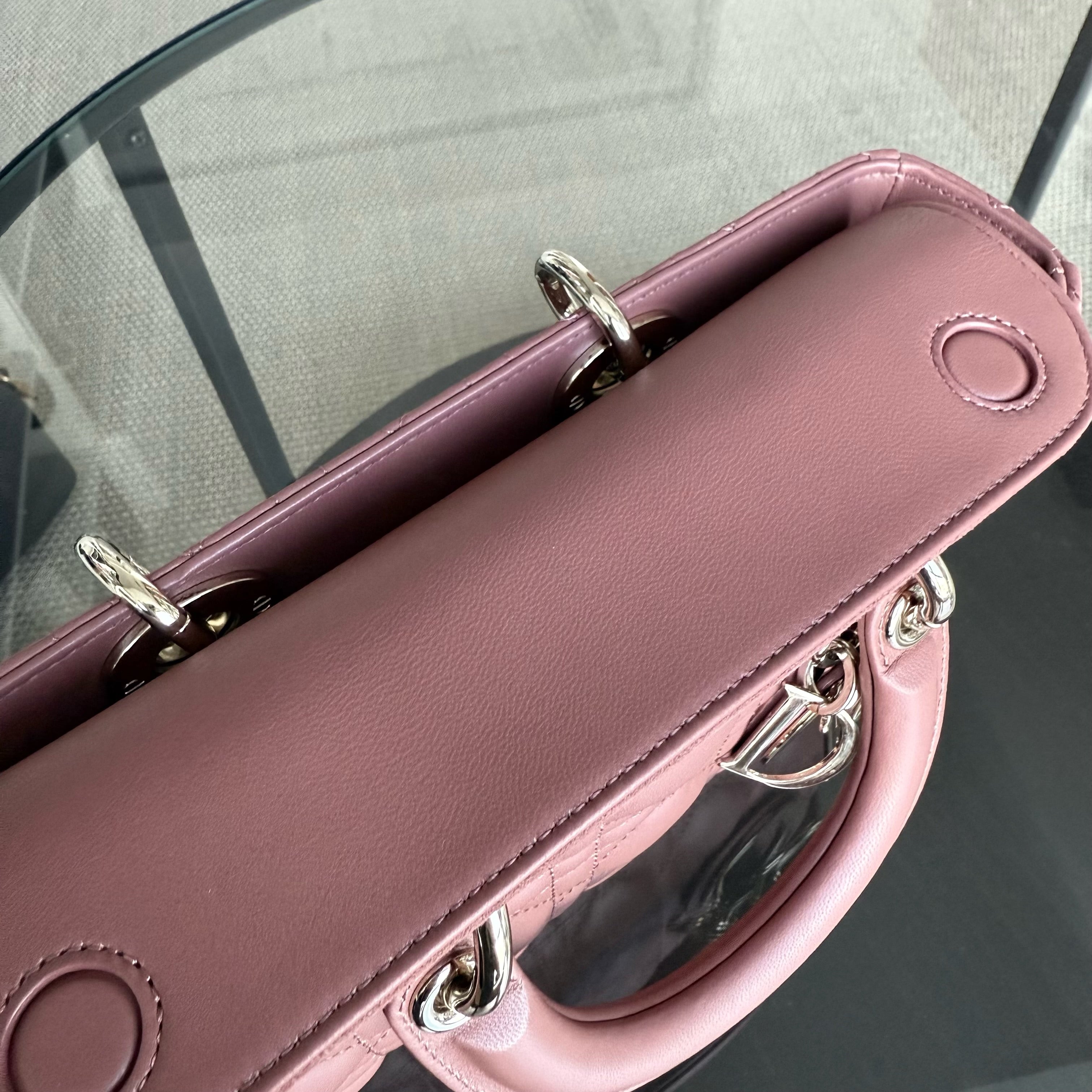 Dior D-Joy Medium - Cannage Lambskin Blush Pink Gold Hardware