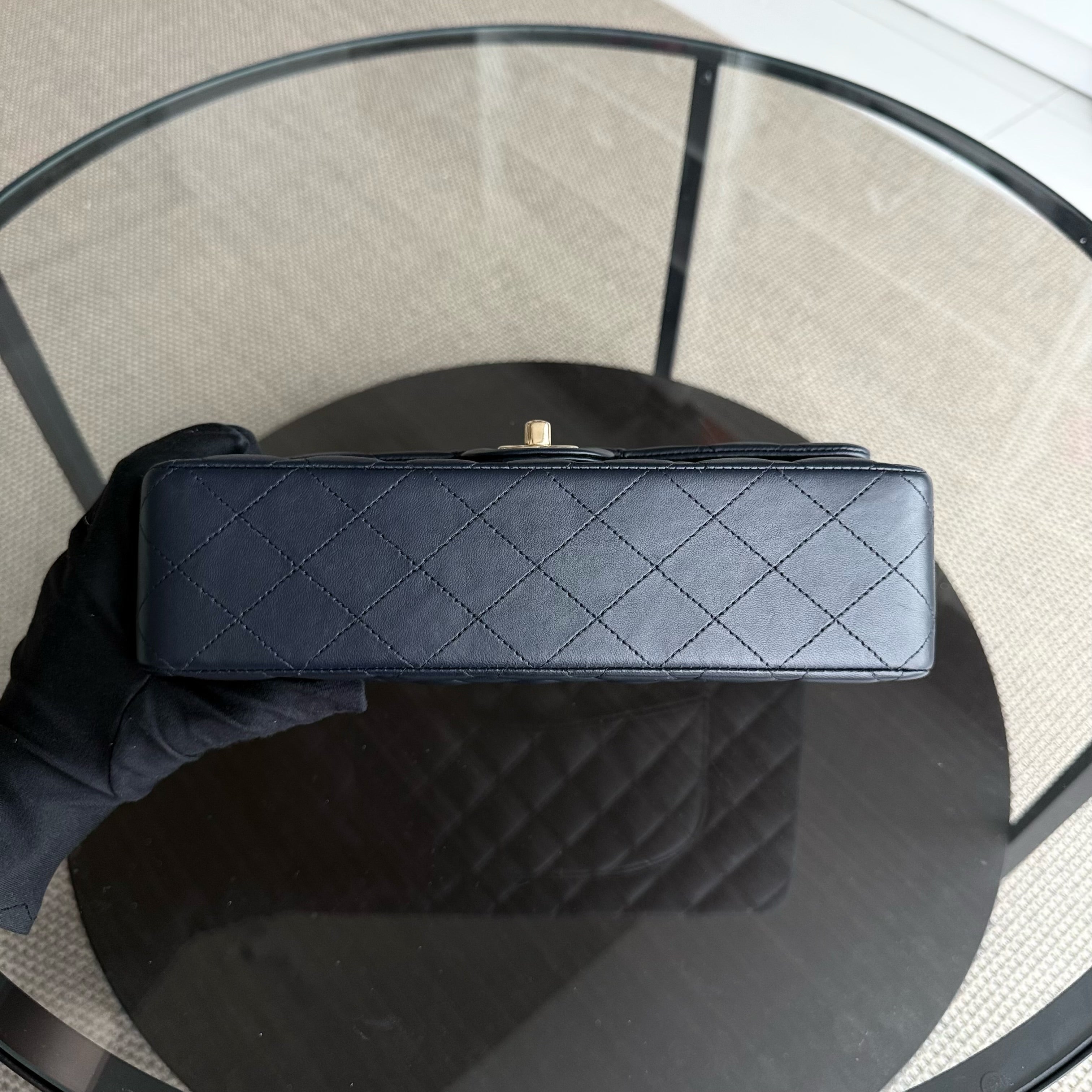 Chanel Classic Flap Medium - 25CM Quilted Lambskin Midnight Blue Gold Hardware Series 21