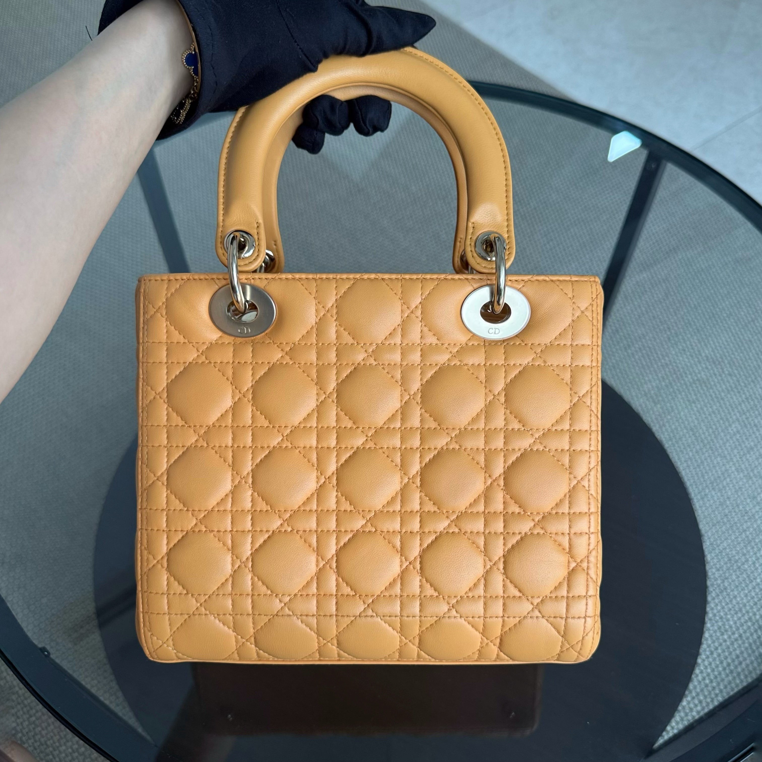 Dior Lady Medium - Cannage Lambskin Caramel Gold Hardware Strap