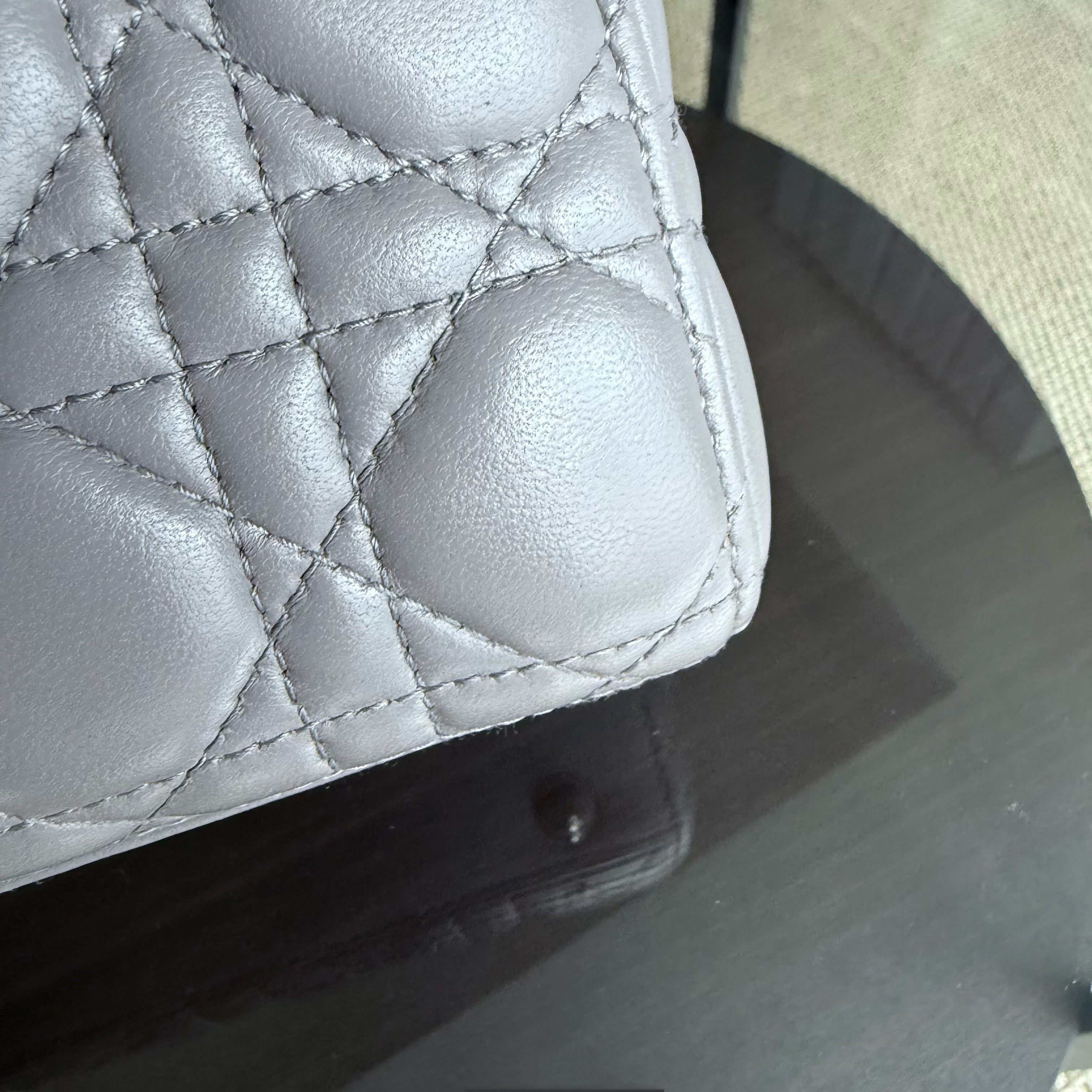 Dior Lady Small - Cannage Lambskin Grey Gray Gold Hardware