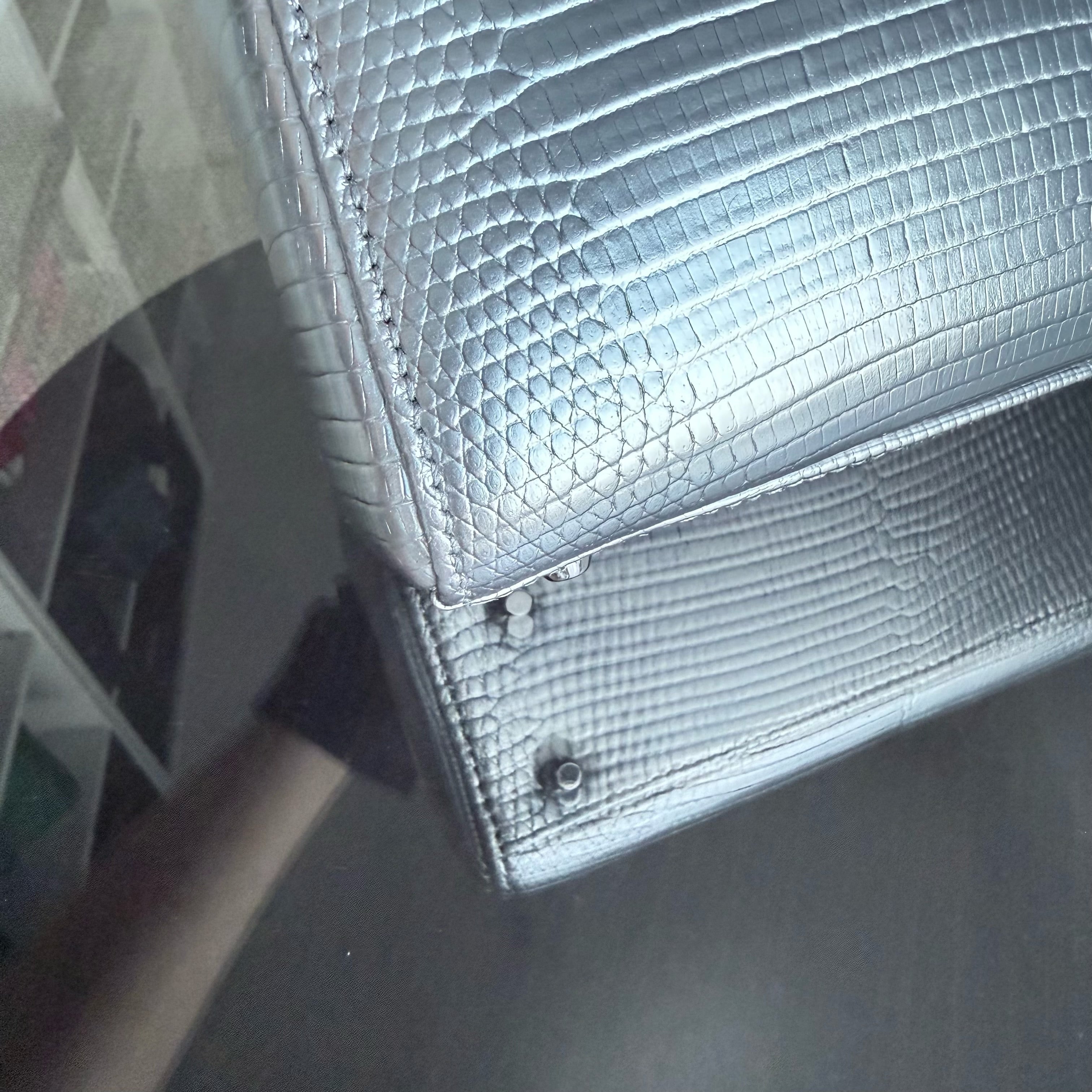 Dior Lady Mini - Exotic Lizard Gray Silver Hardware