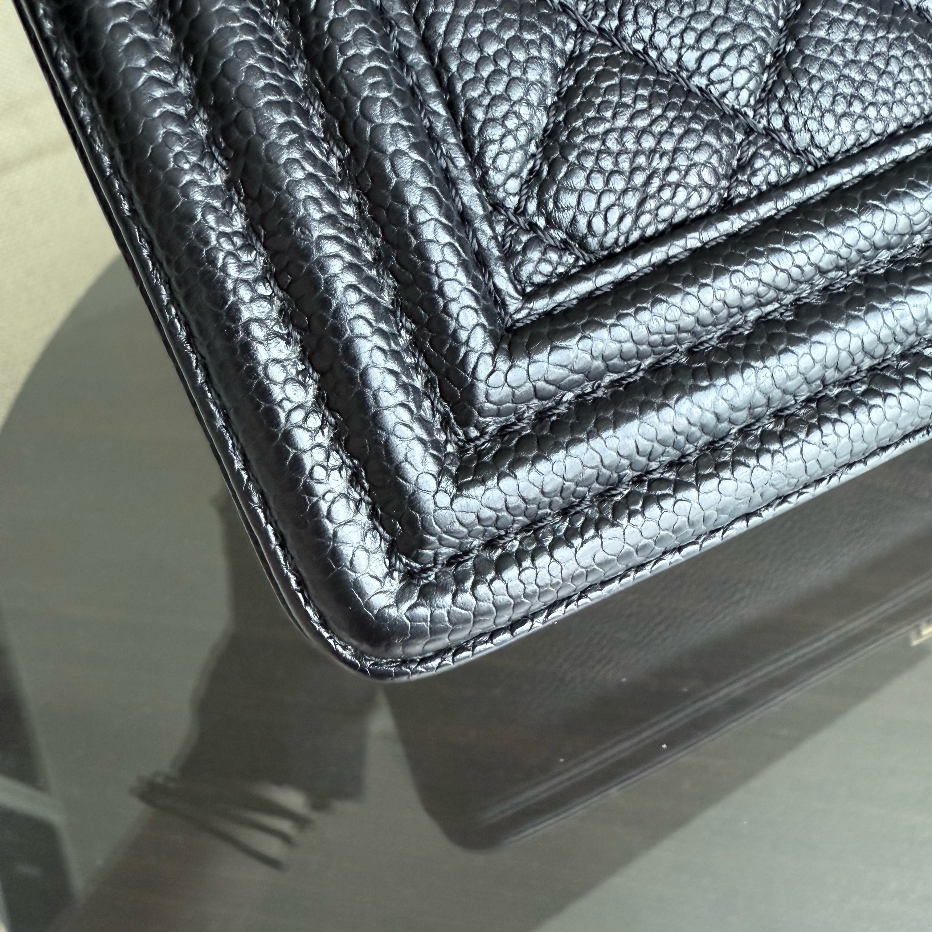 Chanel Boy Medium - Caviar 28CM Quilted Black Gold Hardware Series 20