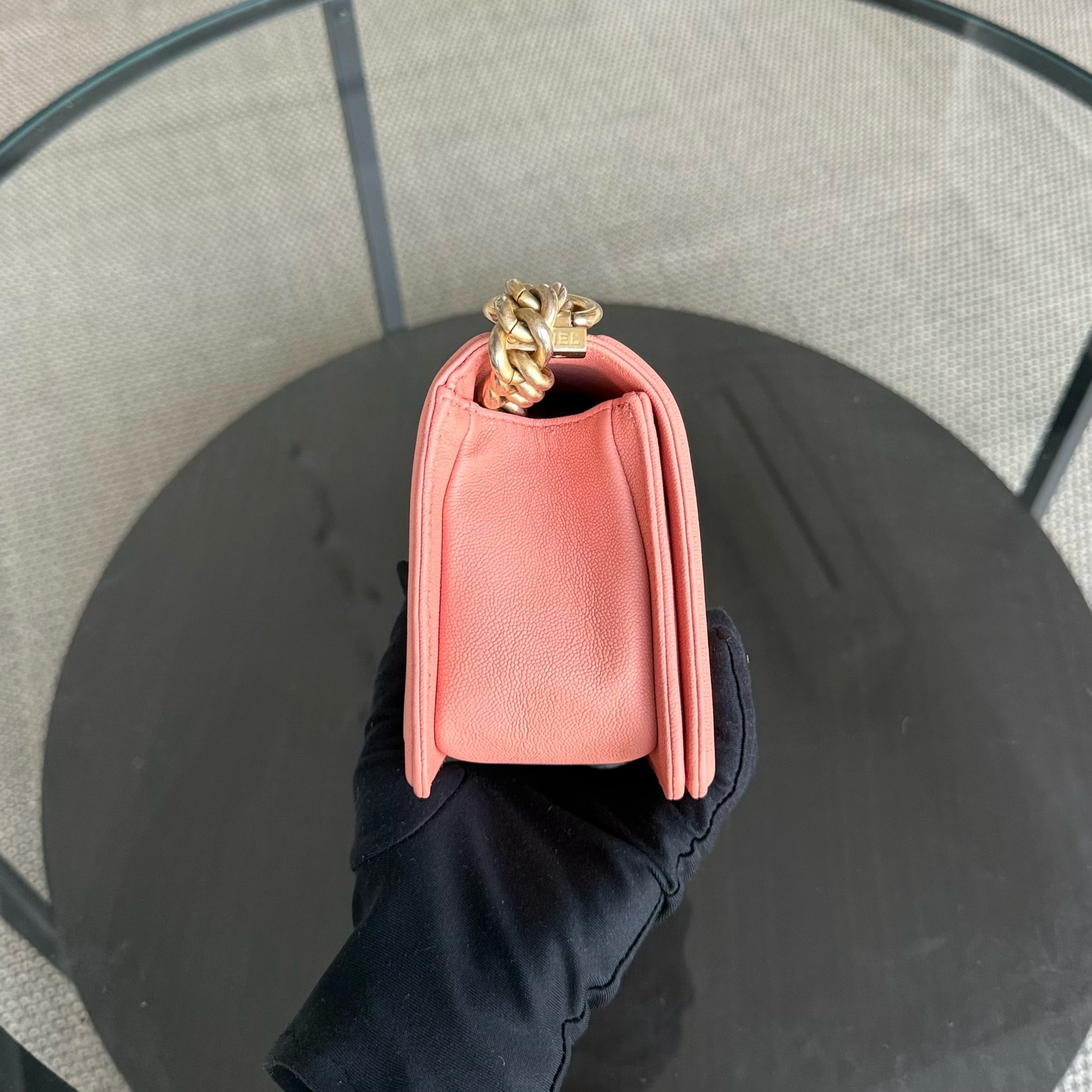 Chanel Boy Small - Caviar 20CM Quilted Blush Gold Hardware Series 27