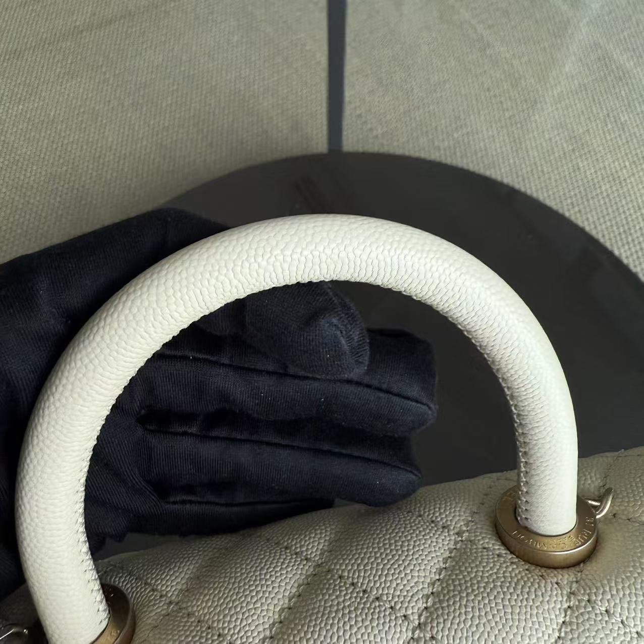Chanel Coco Handle Small - Caivar Quilted Cream White Gold Hardware Series 24