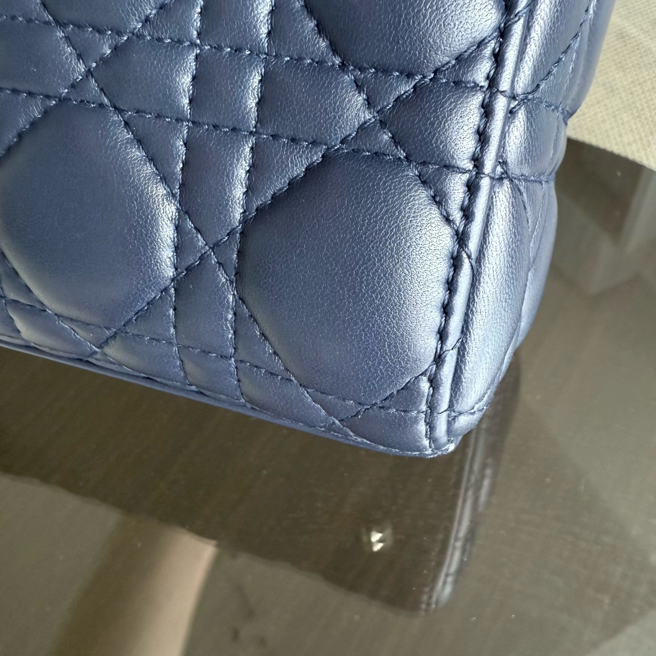 Dior Lady Small - Cannage Lambskin Dark Blue Gold Hardware
