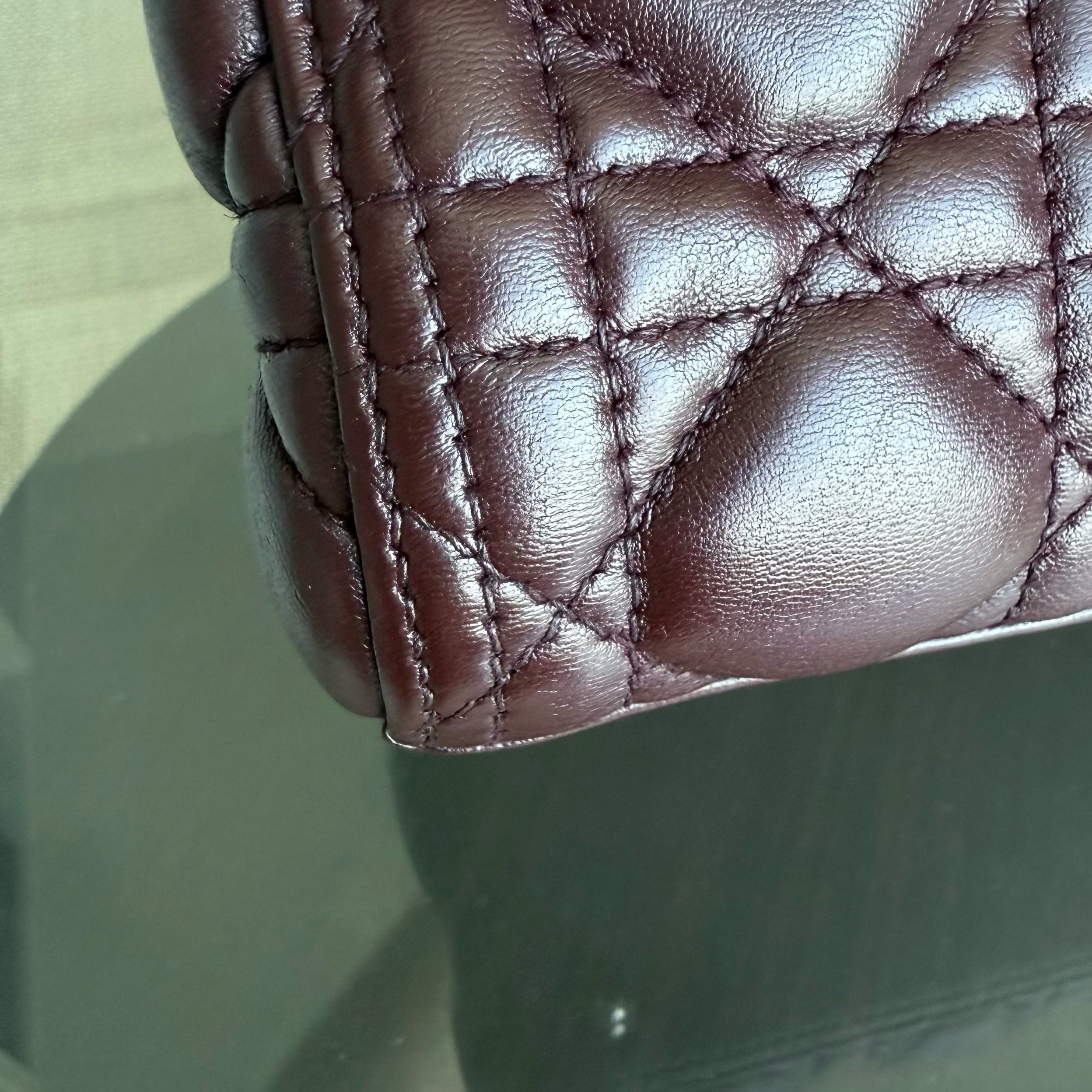 Dior Lady Medium - Cannage Lambskin Dark Burgundy Red Gold Hardware NO STRAP