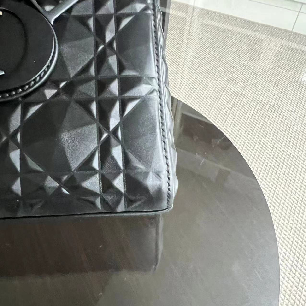 Dior D-Joy Medium - Black Cannage Dimond Motif All Black Hardware