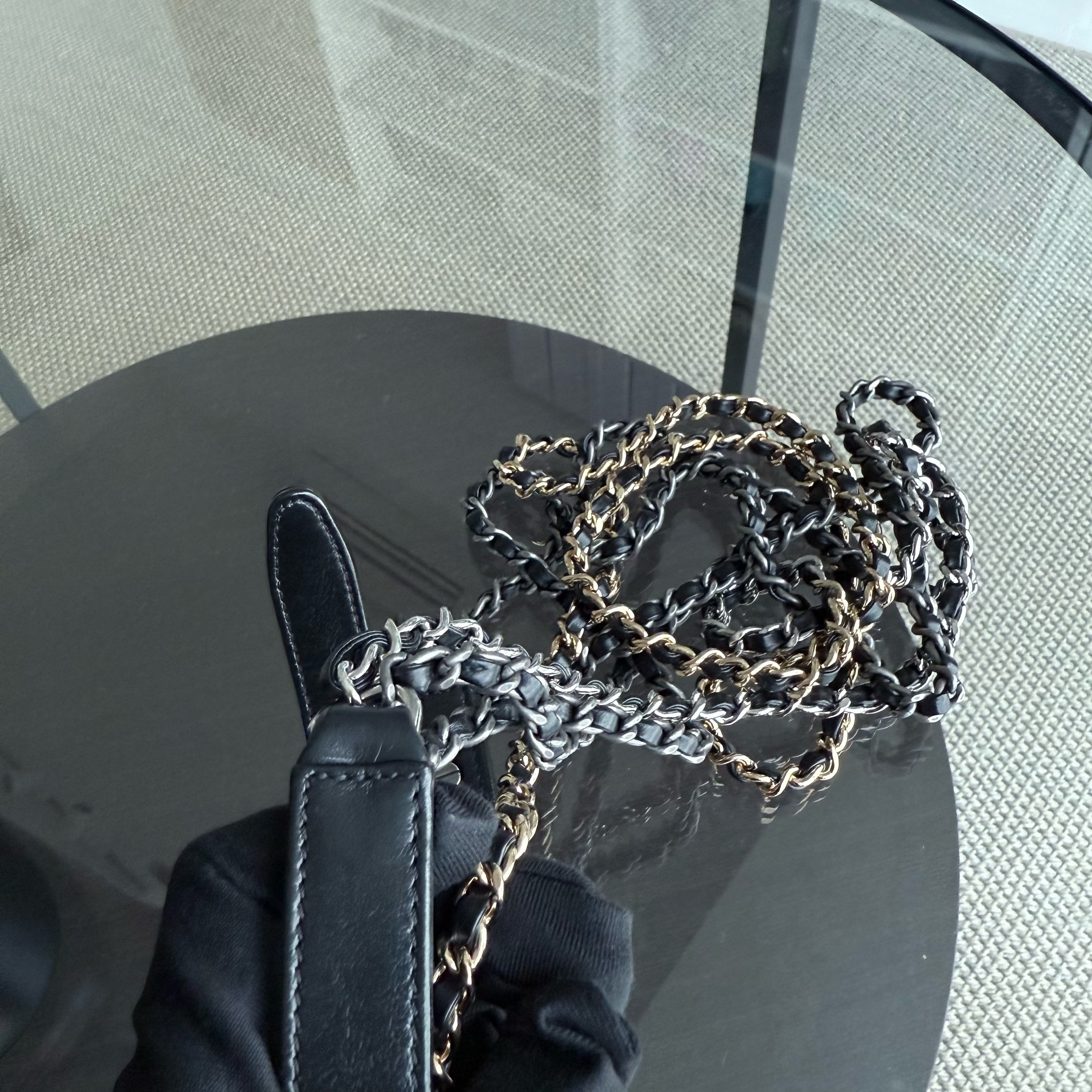 Chanel Gabrielle Small - Quilted Aged Calfskin Black Two-tone Gold Hardware