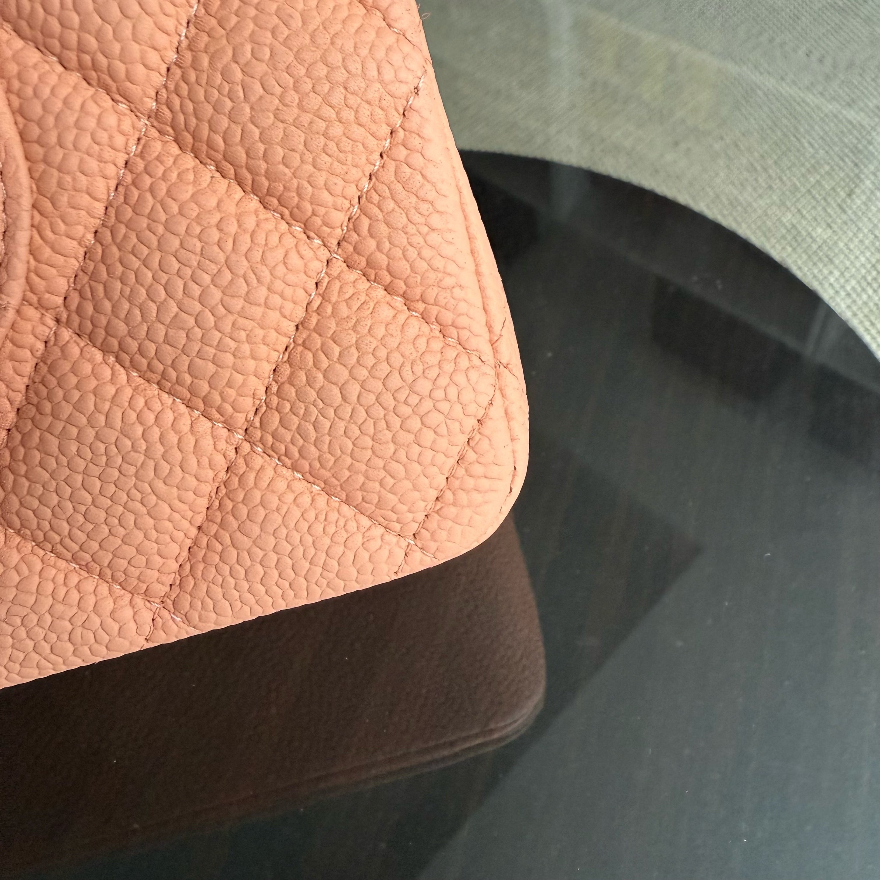 Chanel Classic Flap Medium - 25CM Quilted Caviar Caramel Silver Hardware Series 17