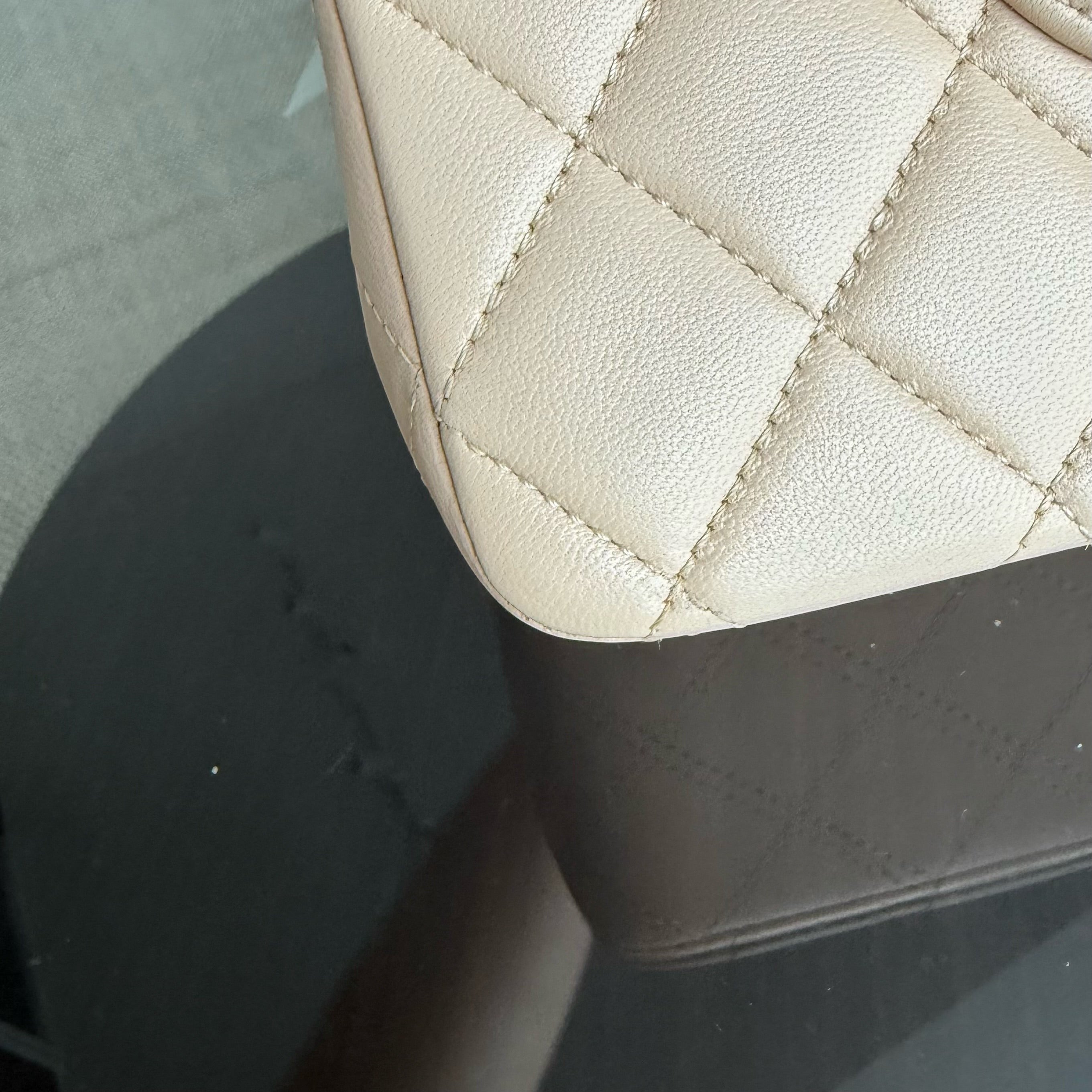 Chanel Classic Flap Medium - 25CM Quilted Lambskin Beige Silver Hardware Series 15