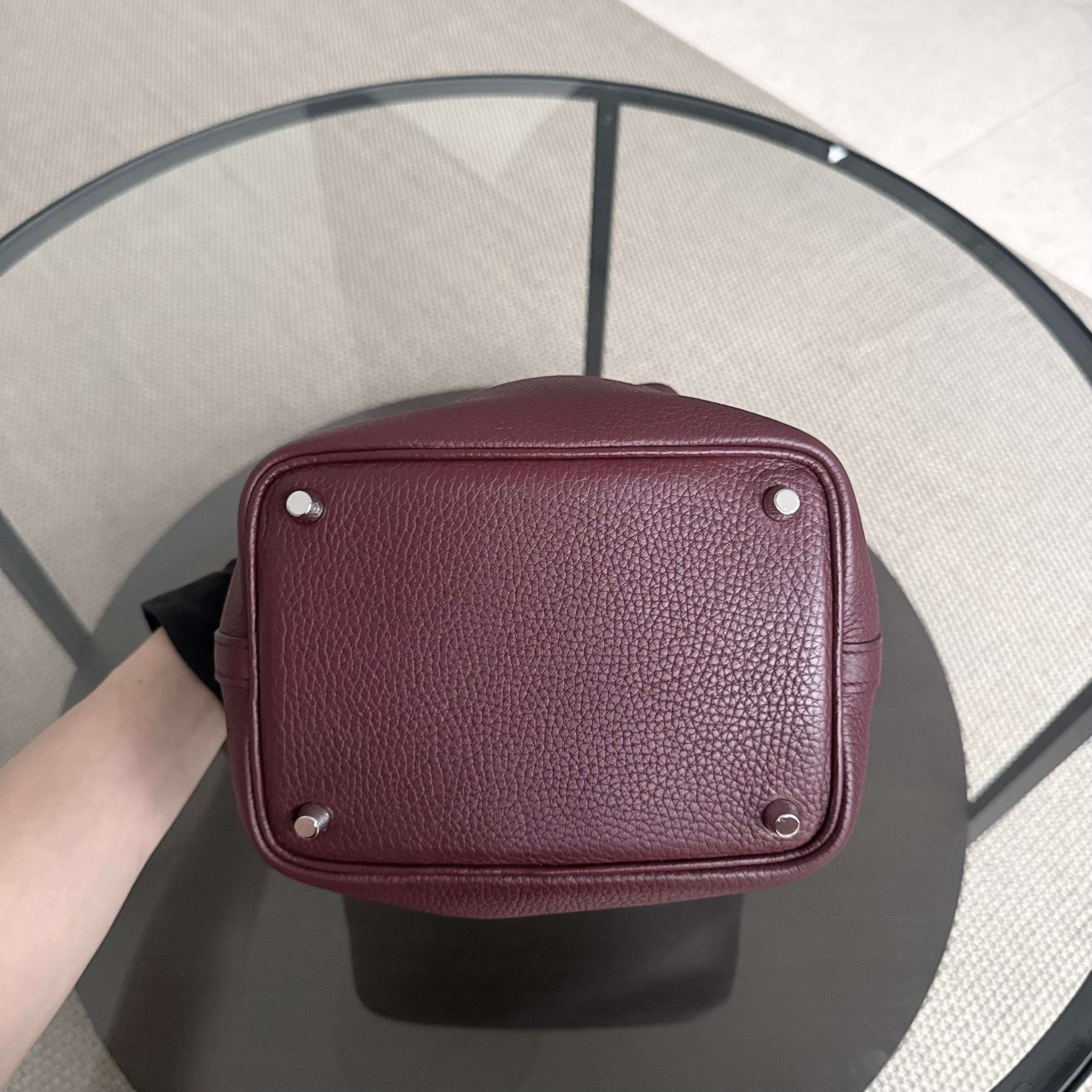 Hermes Picotin 18 - TC Clemence Leather Burgundy Silver Hardware