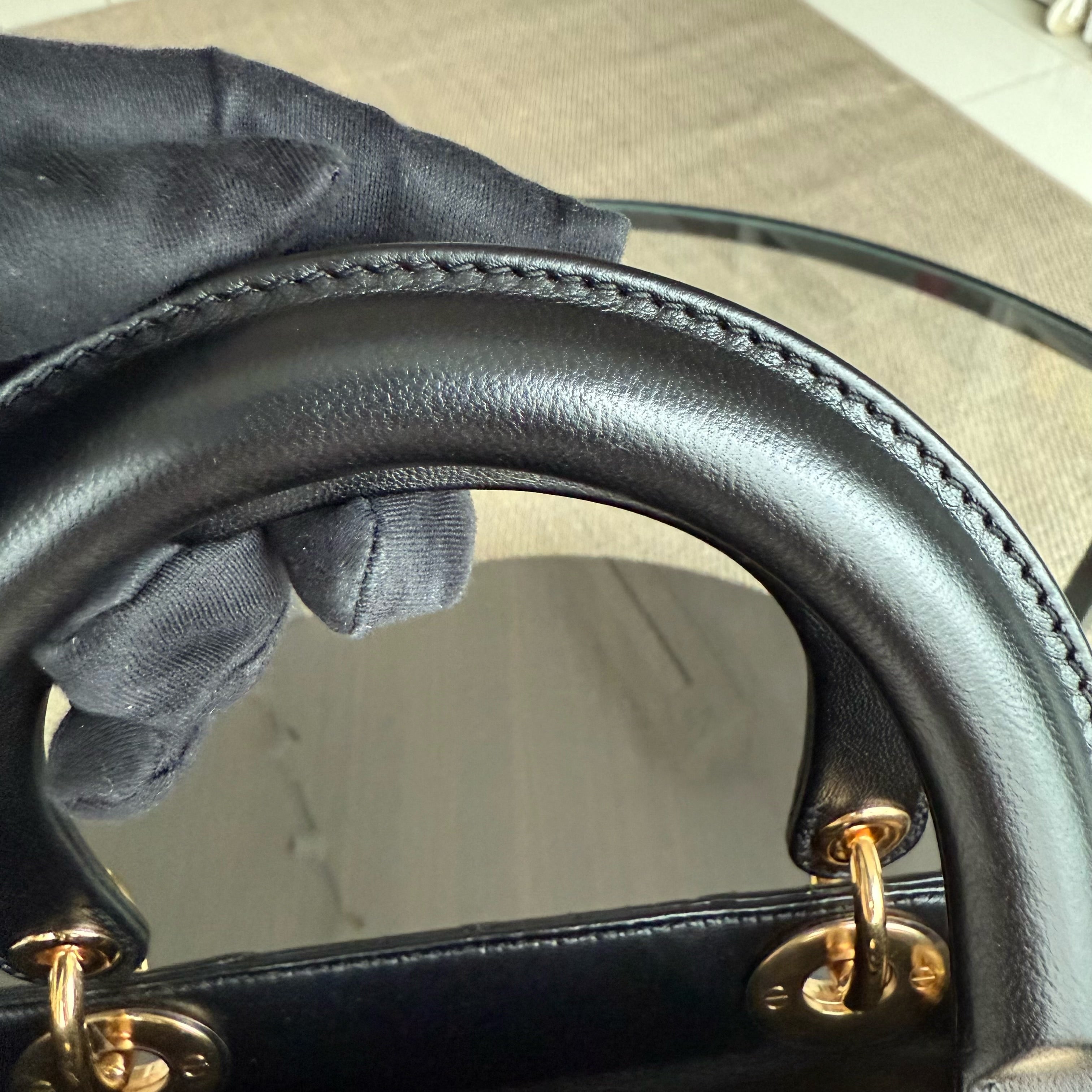 Dior Lady Medium - Canange Lambskin Black Gold Hardware