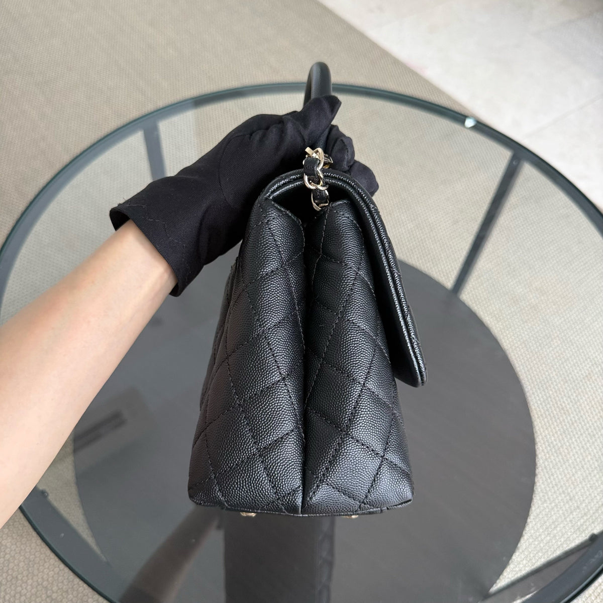 Chanel Coco Handle Medium - Caviar 29CM Quilted Black Gold Hardware Series 31