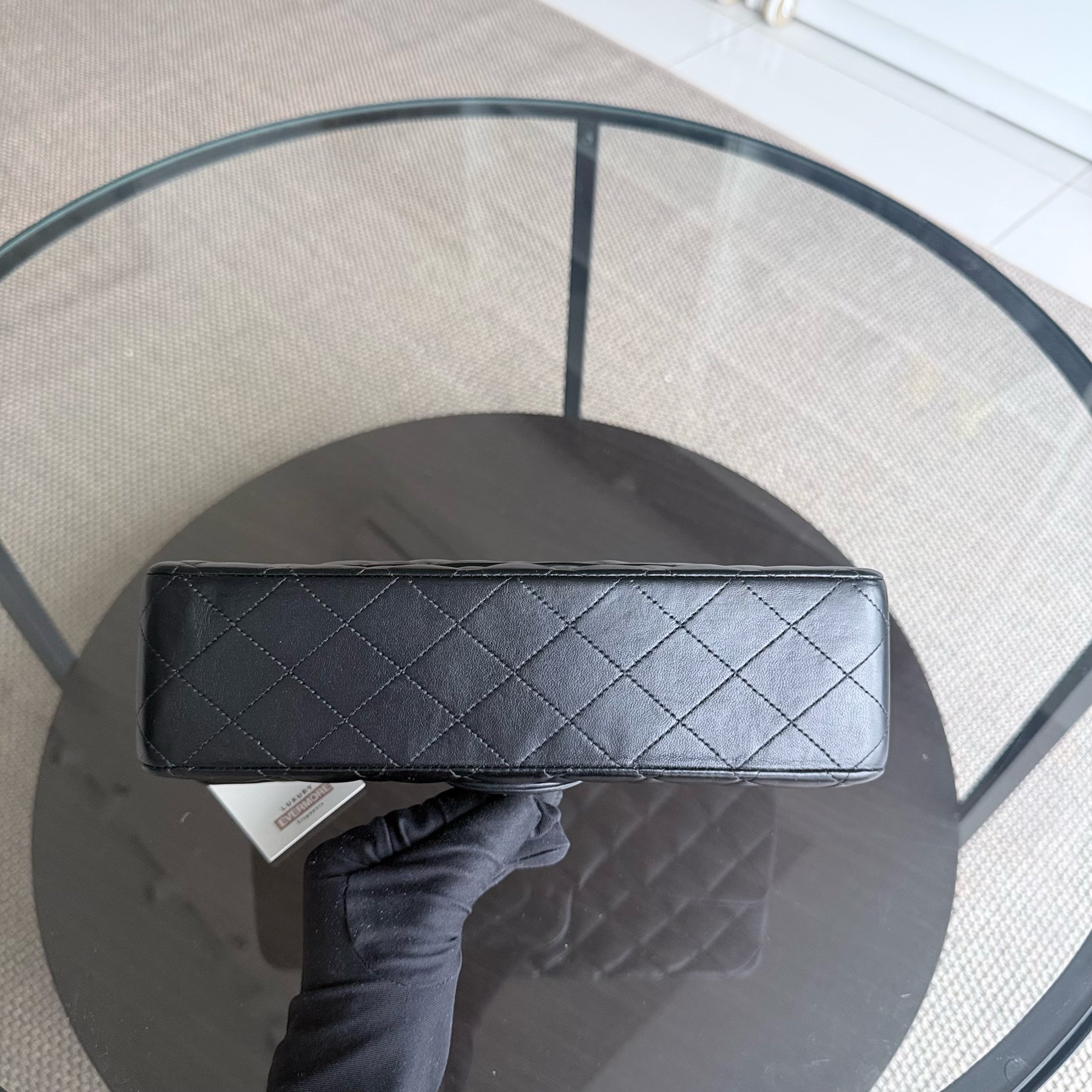 Chanel Classic Flap Medium - 25CM Quilted Lambskin Black Silver Hardware Series 12