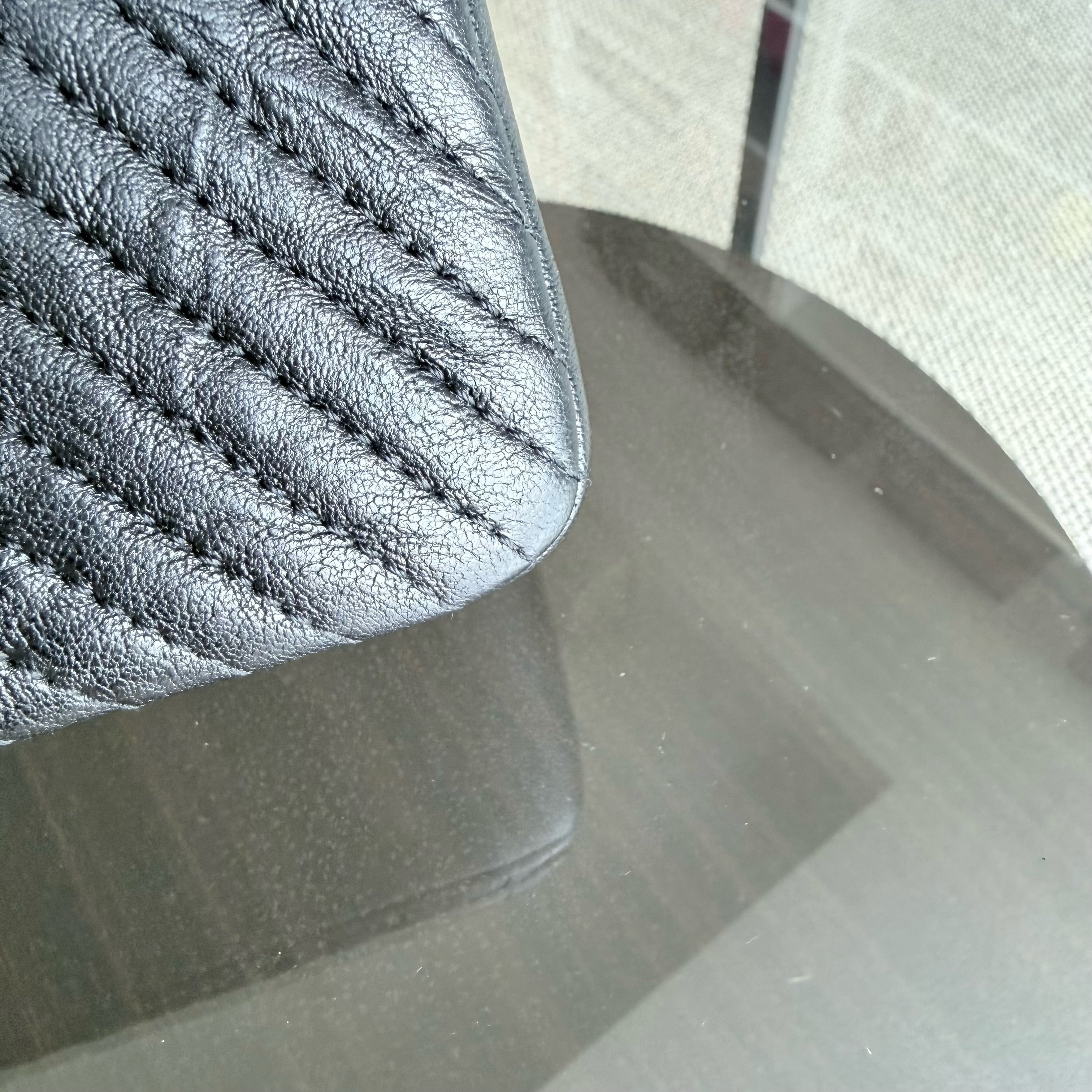 Chanel Seasonal Flap - Medium 25CM Chevron Surpique CC Herringbone Medallion Calfskin Flap Black Gold Hardware Series 21