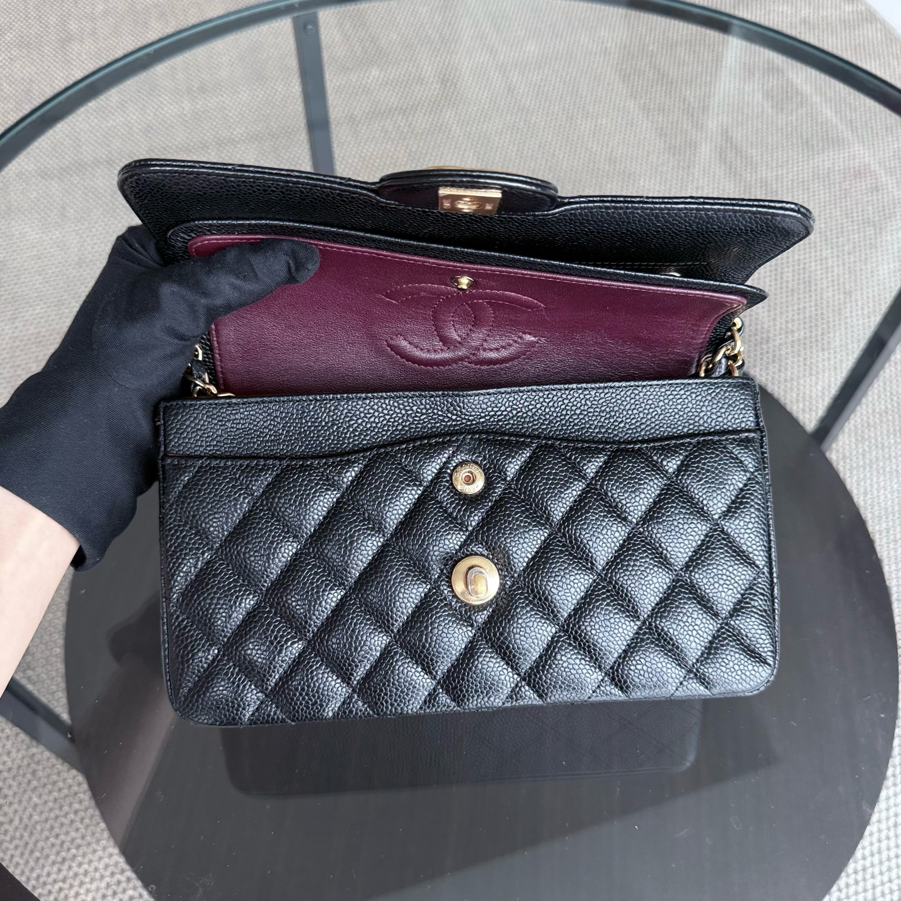 Chanel Classic Flap Small - Caviar 23CM Quilted Black Gold Hardware Series 24